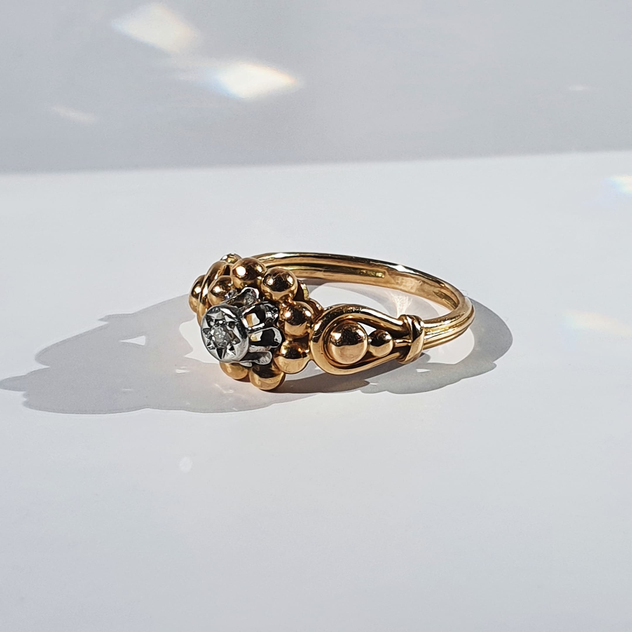 Vintage Diamond Cluster Ring 14K White Gold