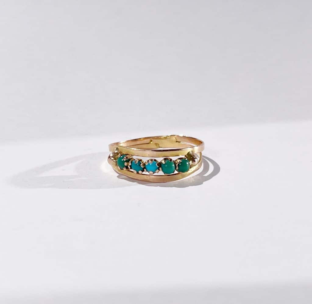 Bague Victorienne Or Rose - Oublie-moi-puis Rubis Et Turquoise - Fleur Ancienne - Neuf Avec étiquettes