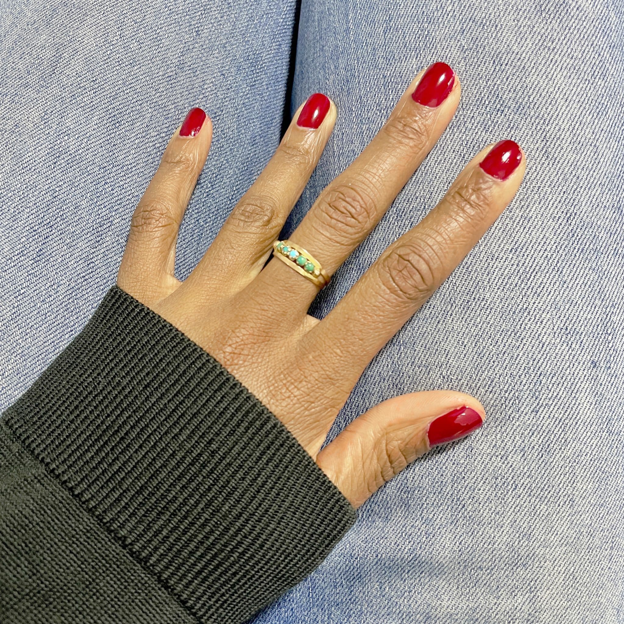 Bague Victorienne Or Rose 'Oublie-moi-pas' Avec Rubis Et Turquoise - Neuf