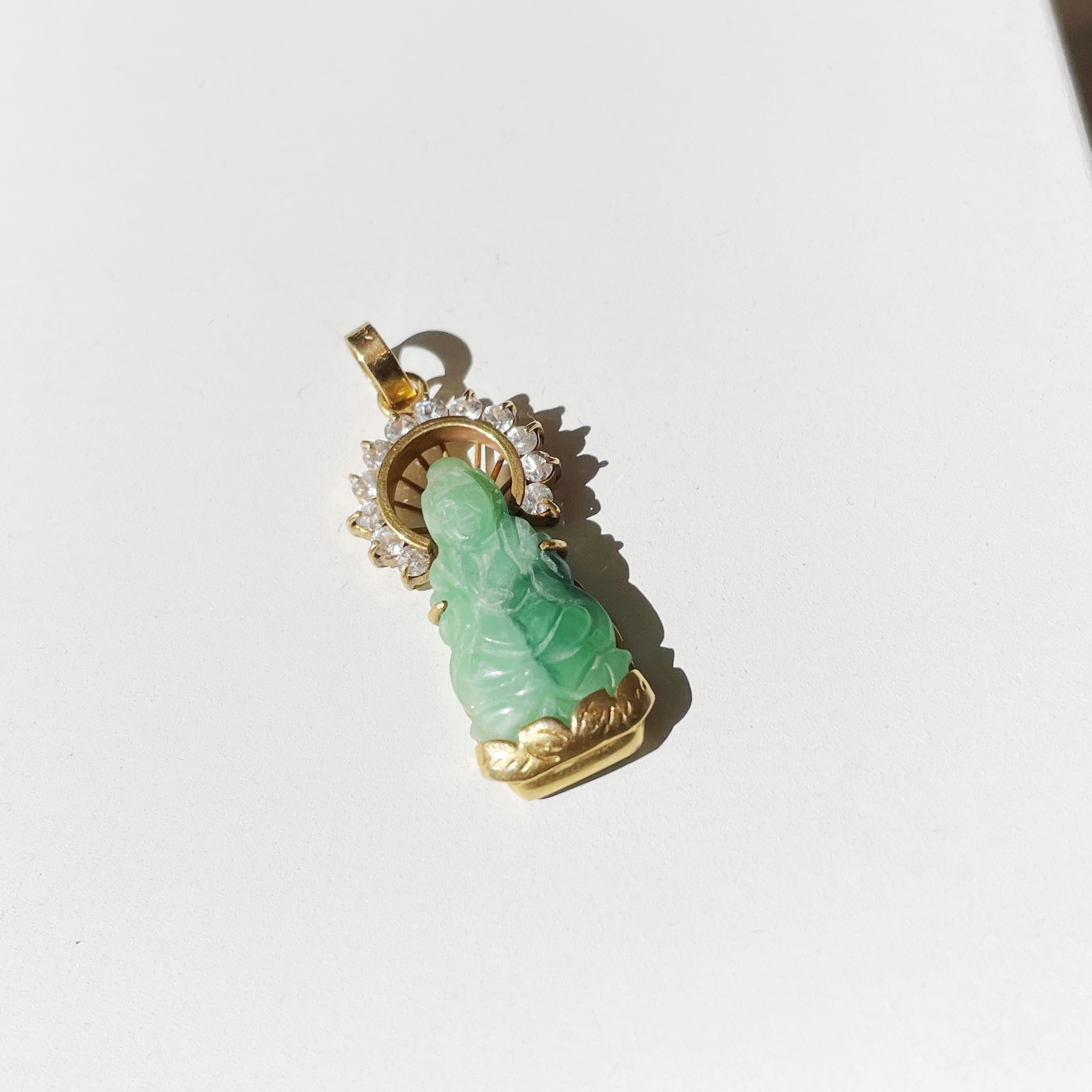 IMAKARA Laughing Green Jade Buddha Necklace Chain Amulet Talisman Healing  Crystal Pendant Gift for Her Women Men | Amazon.com