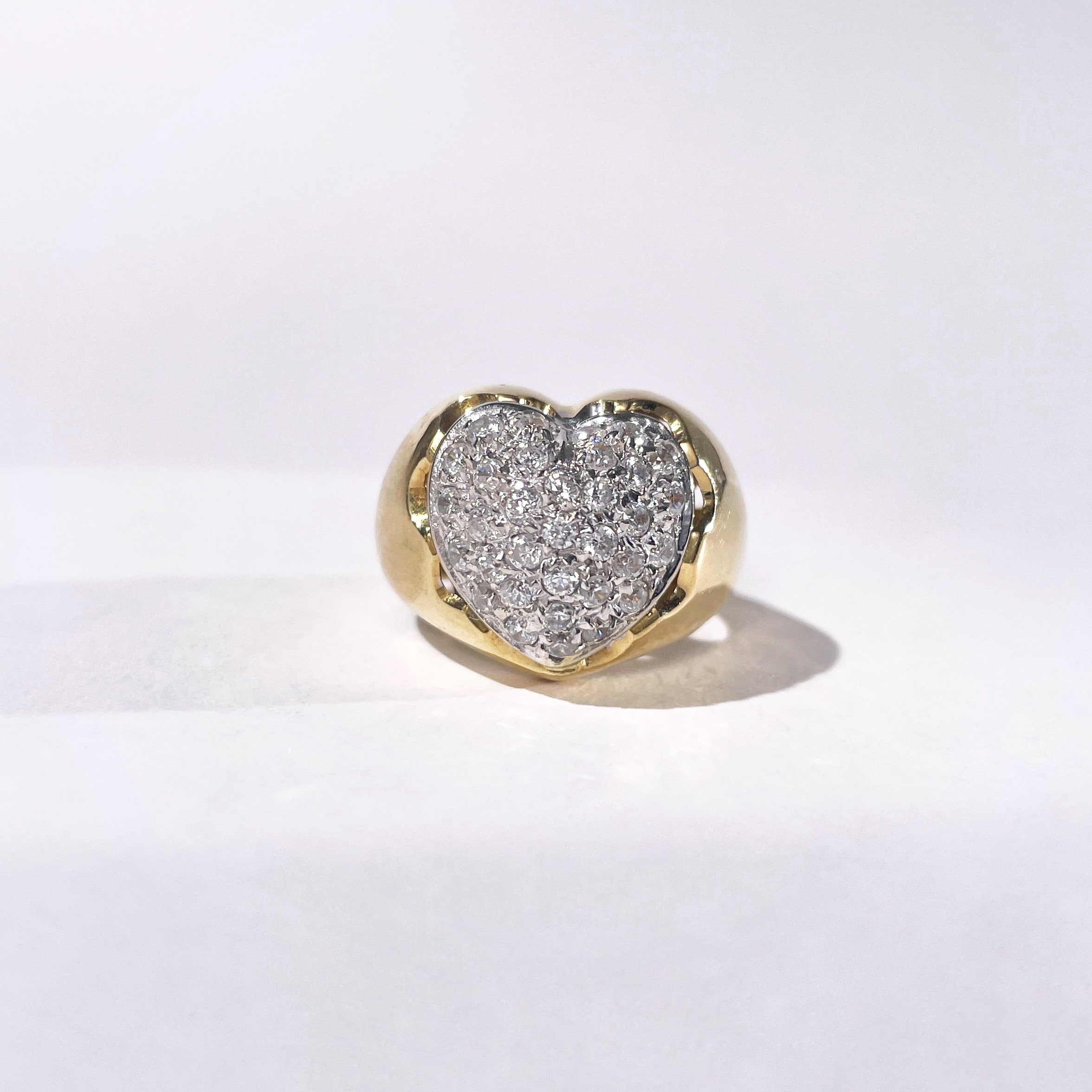 Vintage Gold Pavé Heart Ring 1