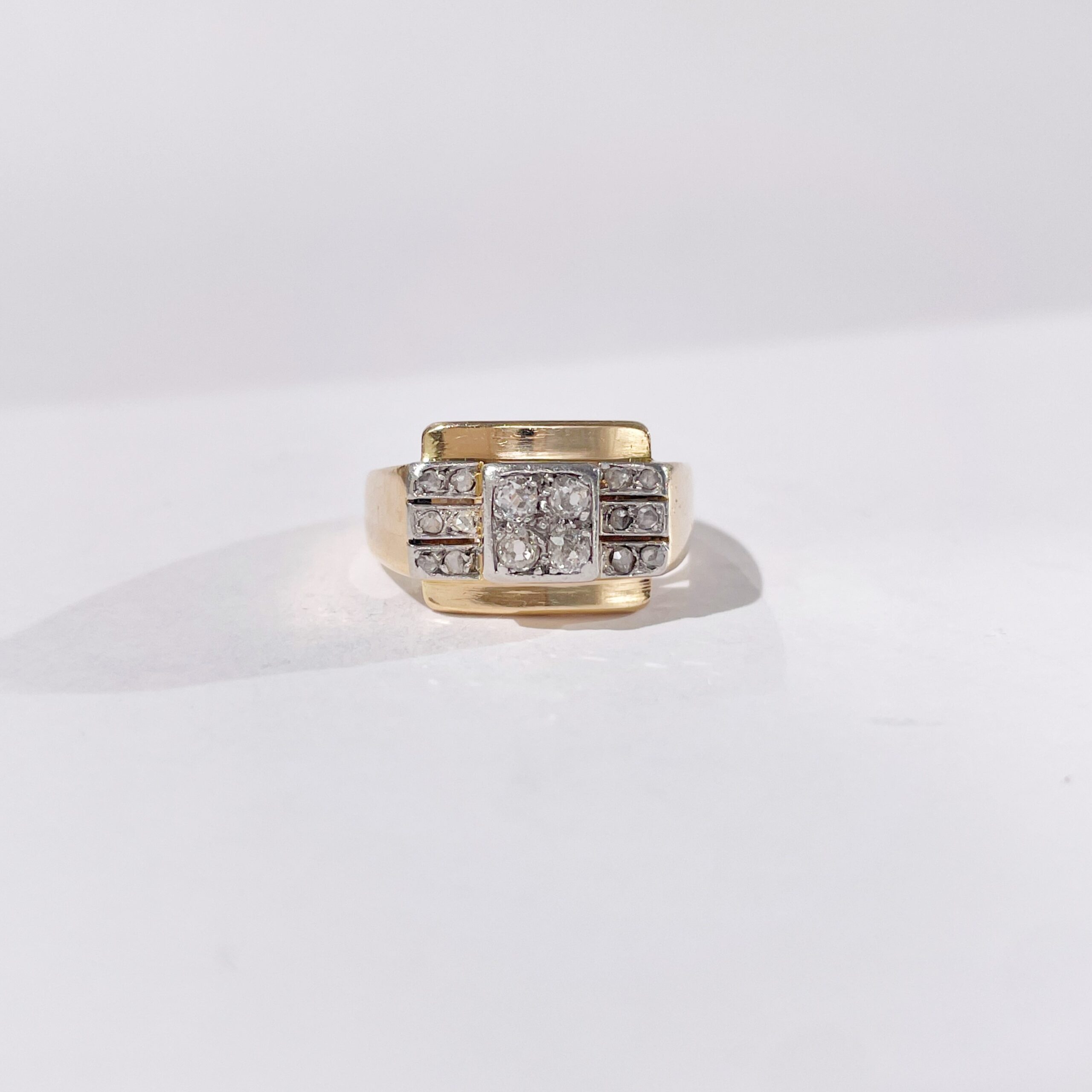 Vintage Gold Diamond Tank Ring 1