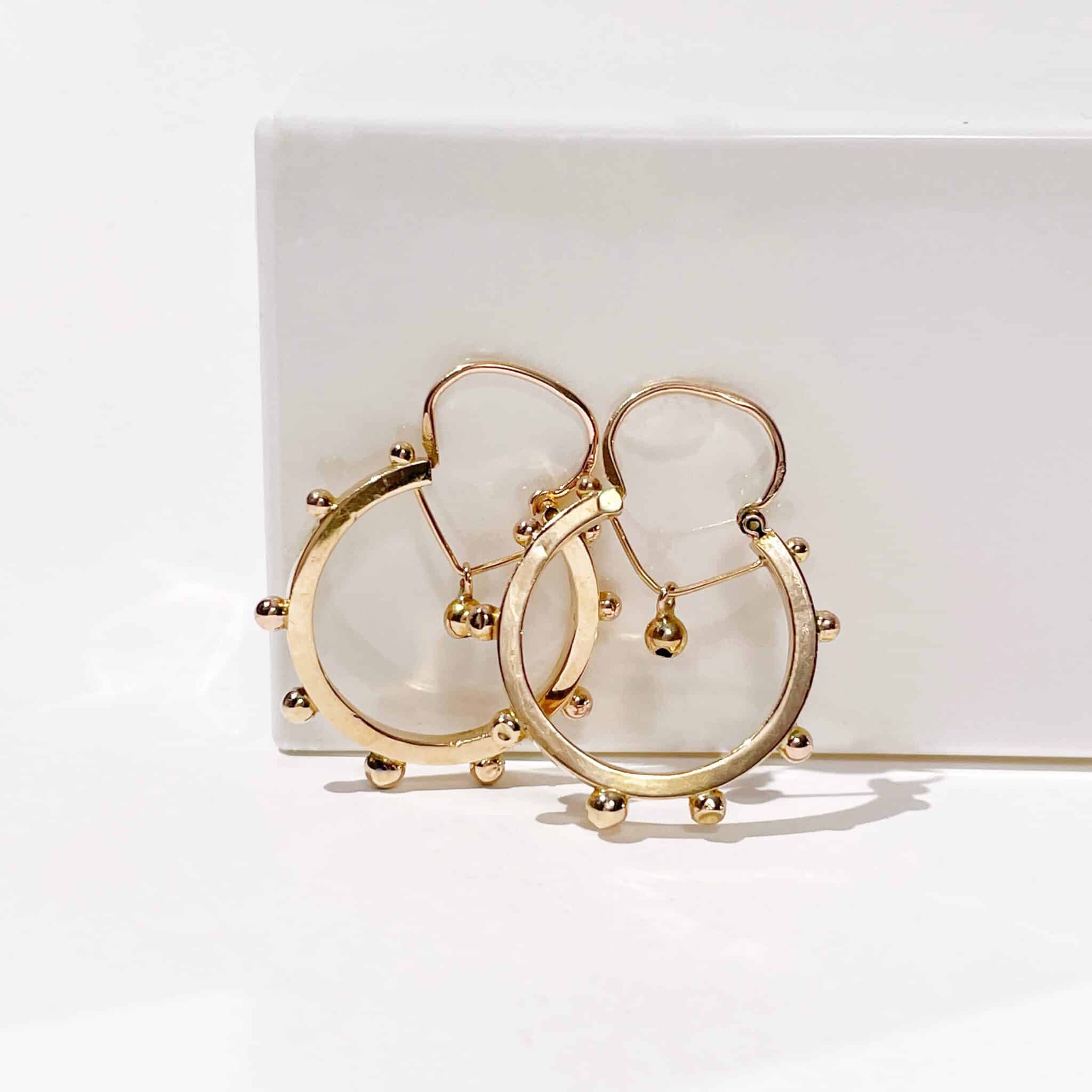 Boucles d'oreilles trois ors 18 carats créoles 14 mm pour enfant