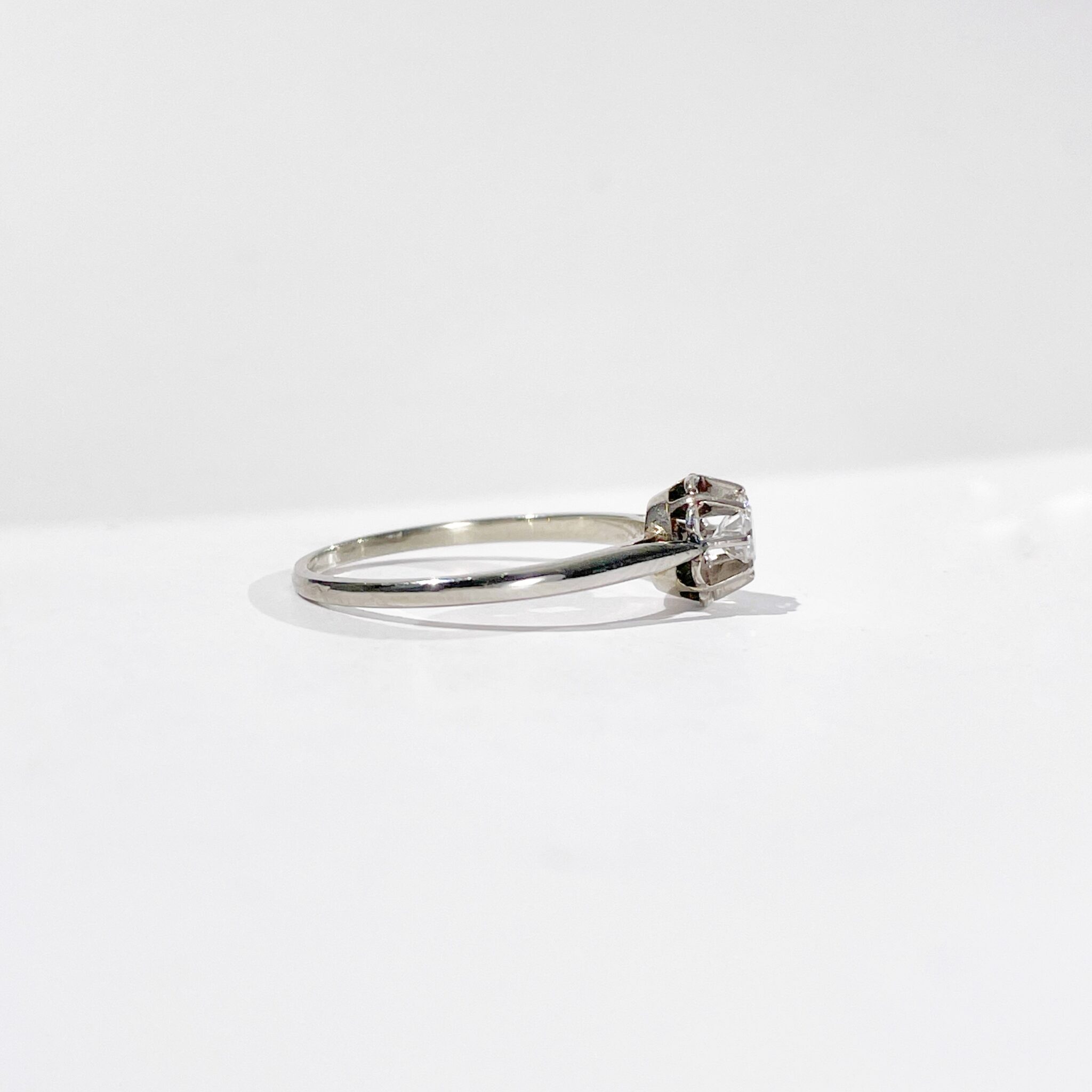 Bague Solitaire Or Blanc 18K Saphir Blanc 0,75 Ct - Taille 49 - Occasion
