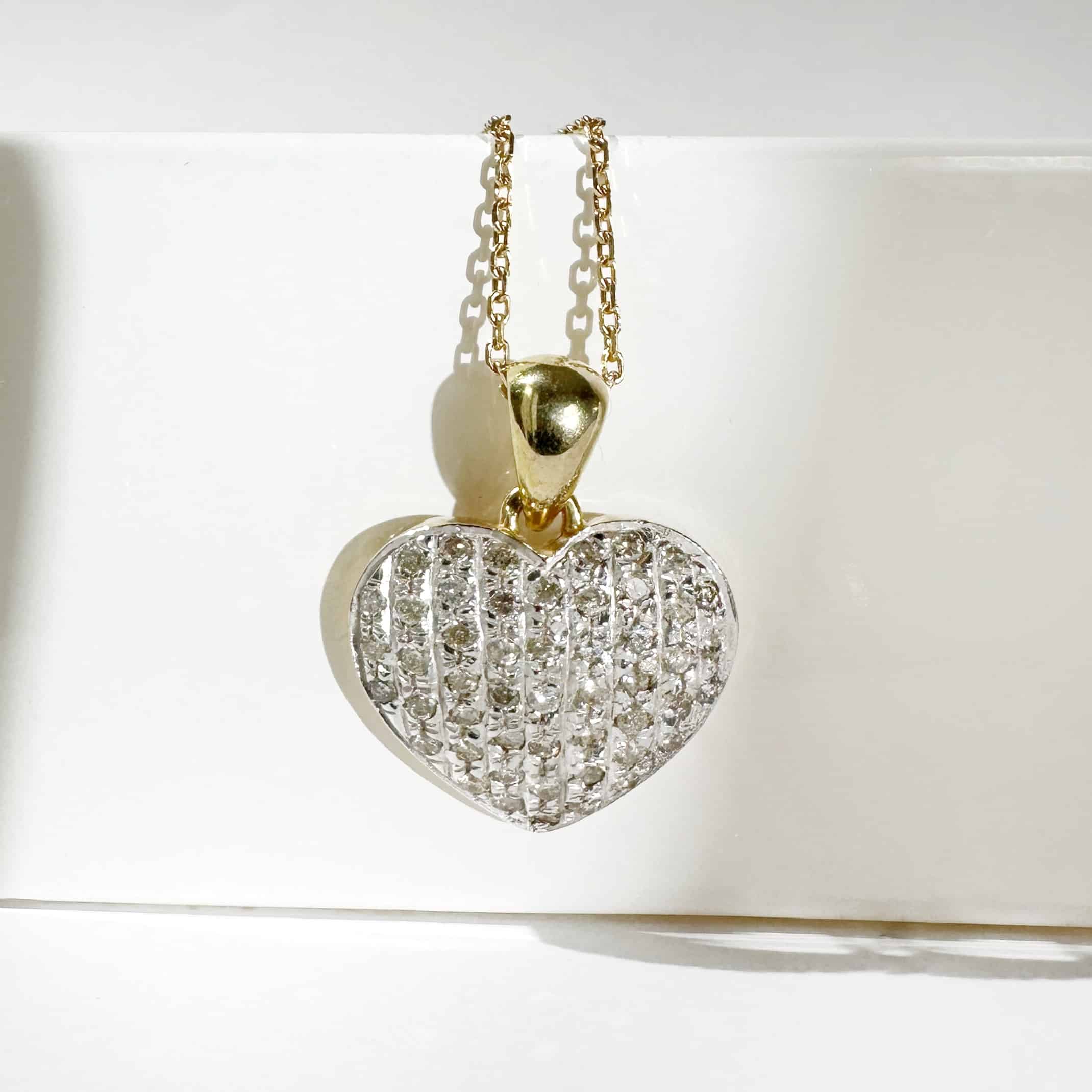 Vintage Diamond Pavé Gold Heart Pendant 10