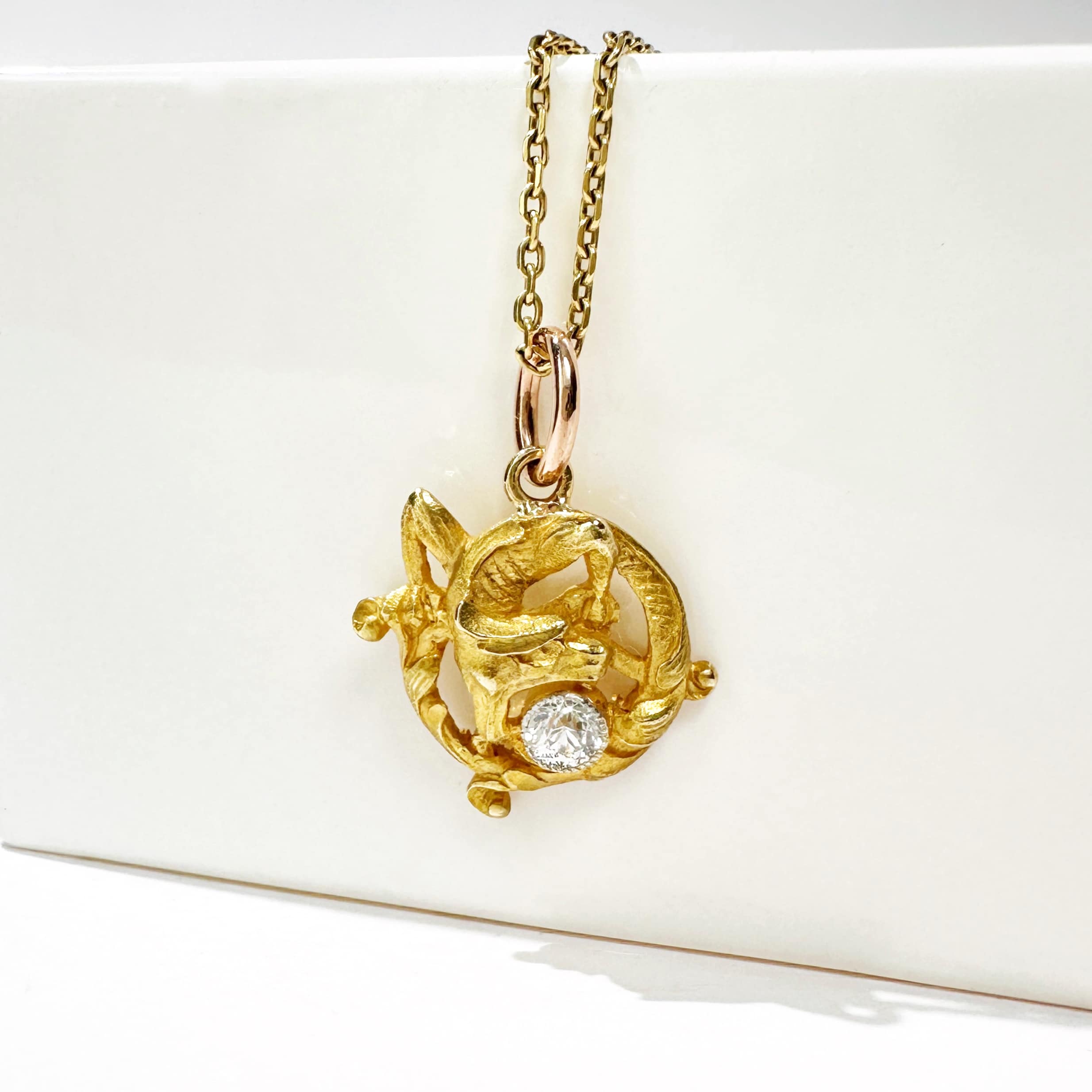 Vintage Gold Griffin Diamond Pendant 4
