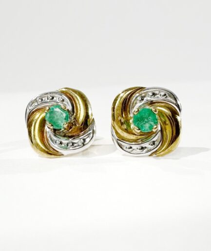Gold and emerald earrings "Chlorysse"