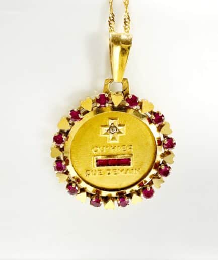 Augis gold, diamond and rubies Heart Love Medal "Rosemonde" 