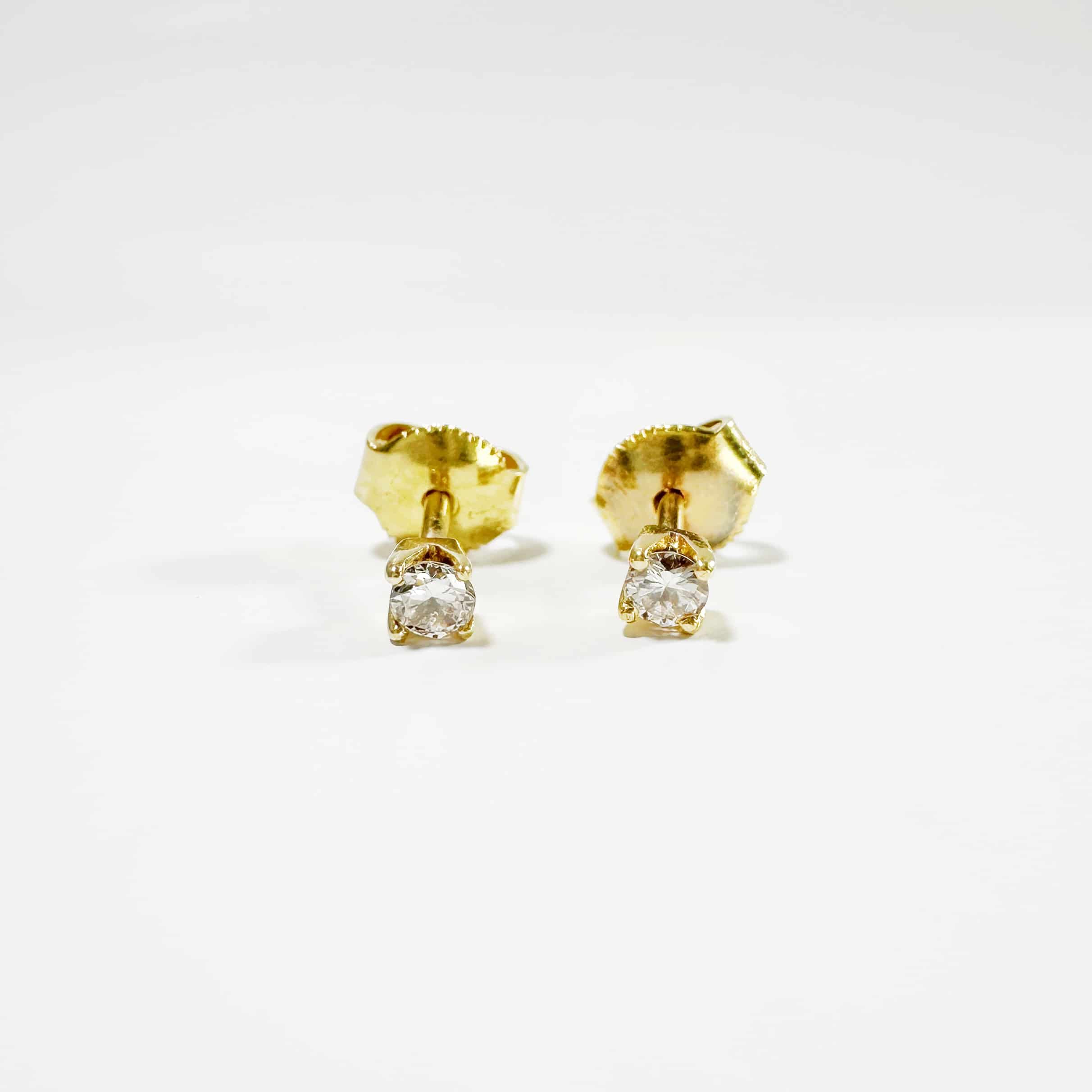 Vintage Gold Diamond Stud Earrings 7
