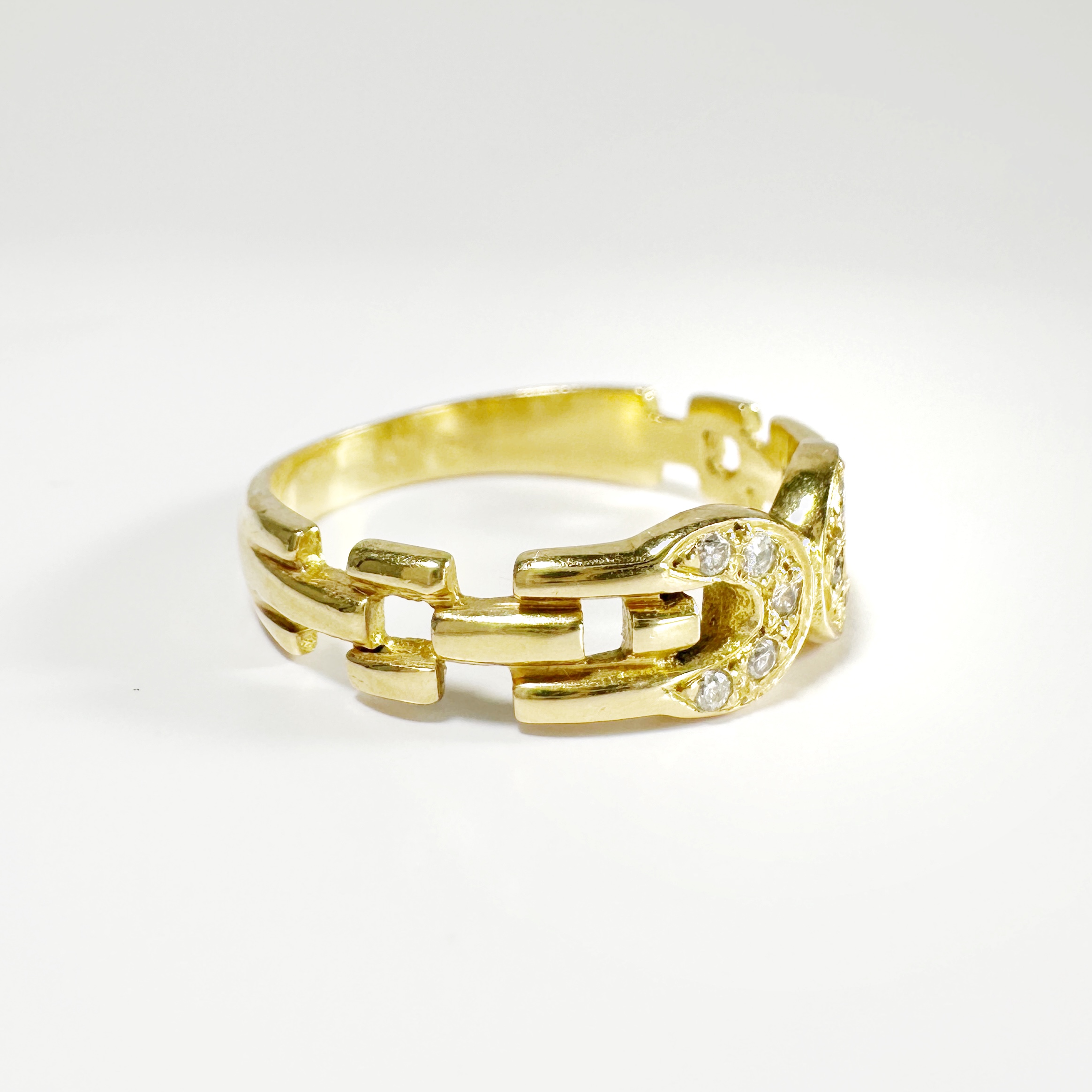 Vintage Gold Moon Crescent Diamond Ring (2)