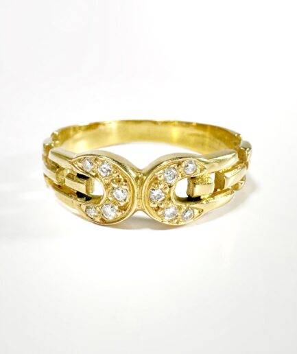 Gold and diamond moon crescent ring "Selene"