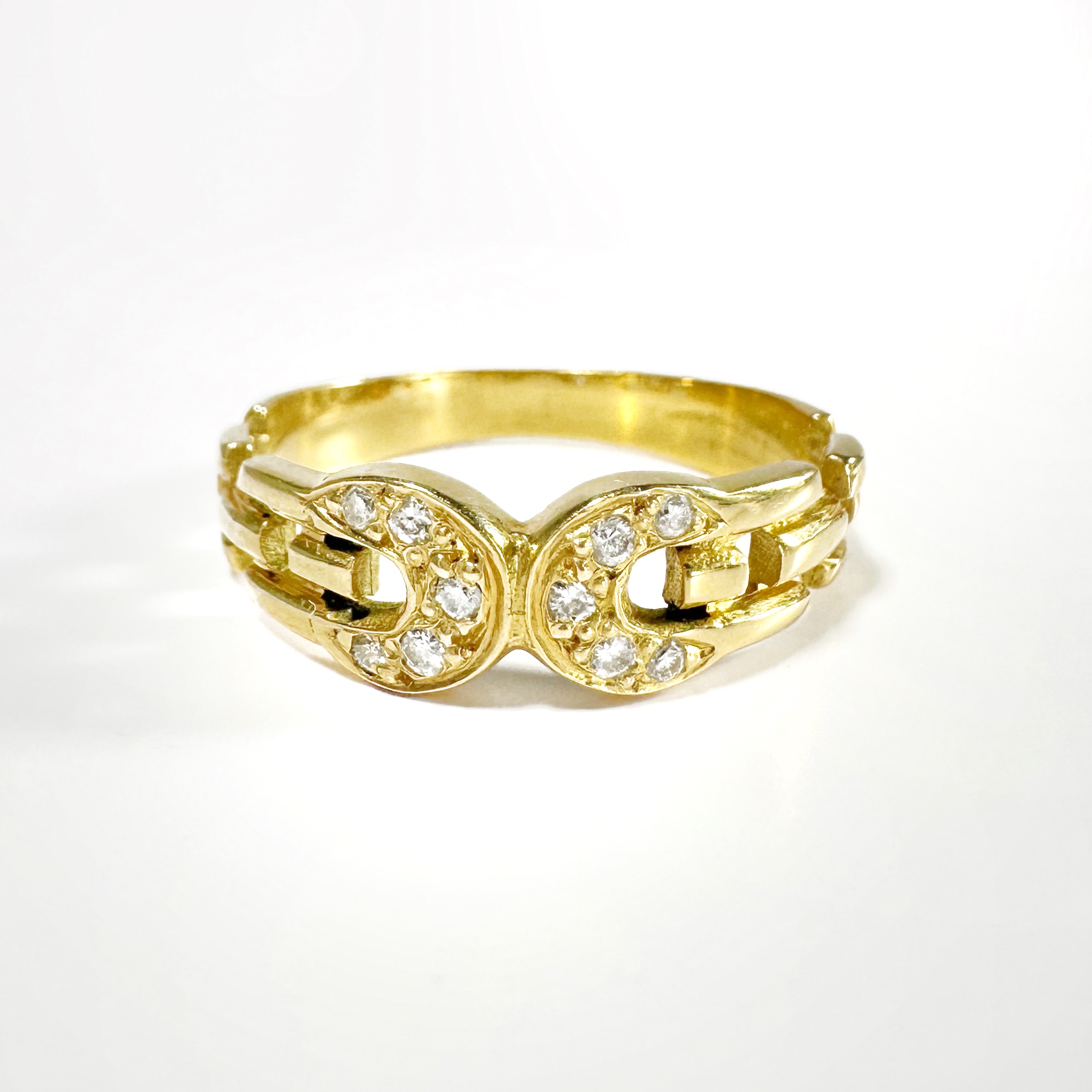 Vintage Gold Moon Crescent Diamond Ring