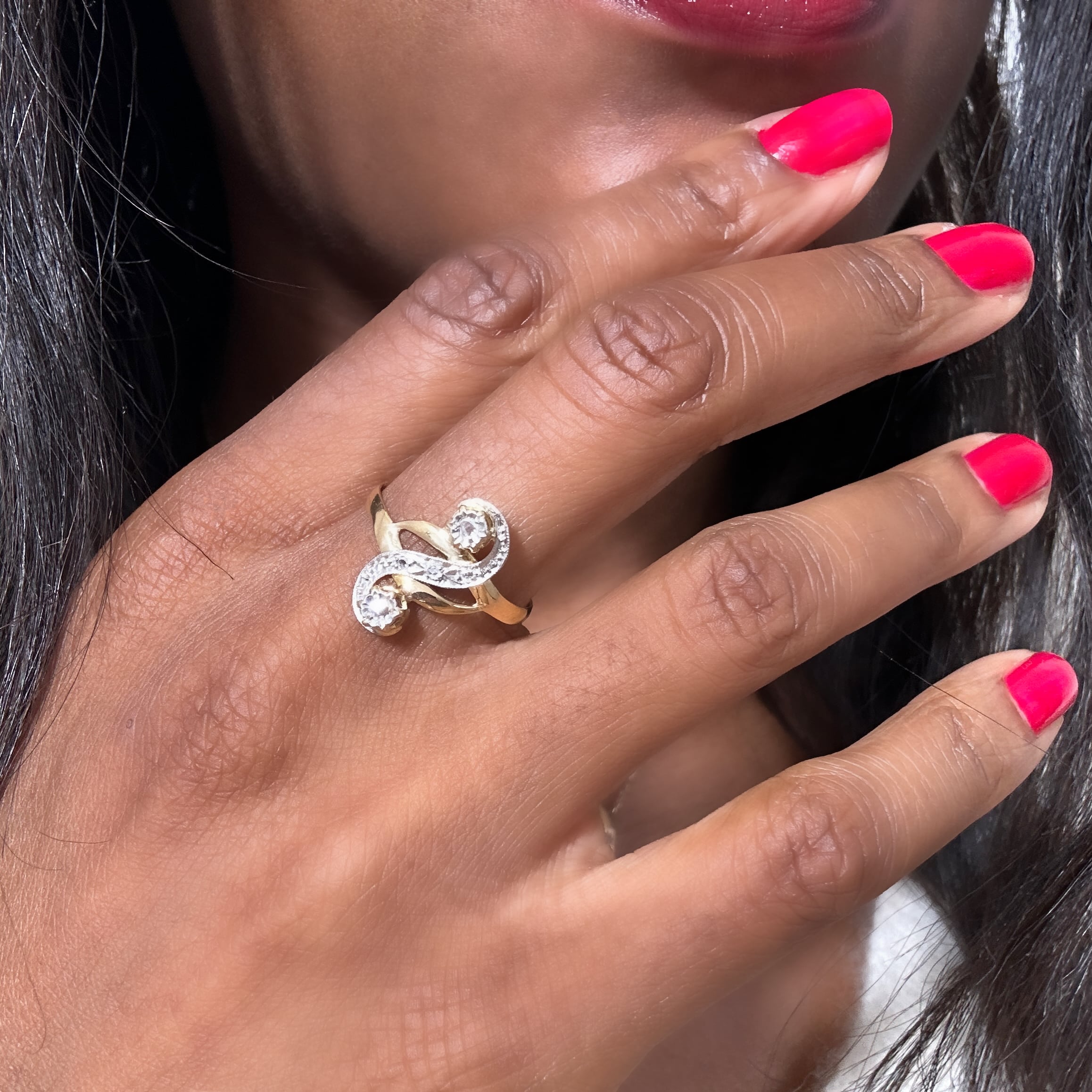 Vintage Art Nouveau Gold Diamond Ring 7