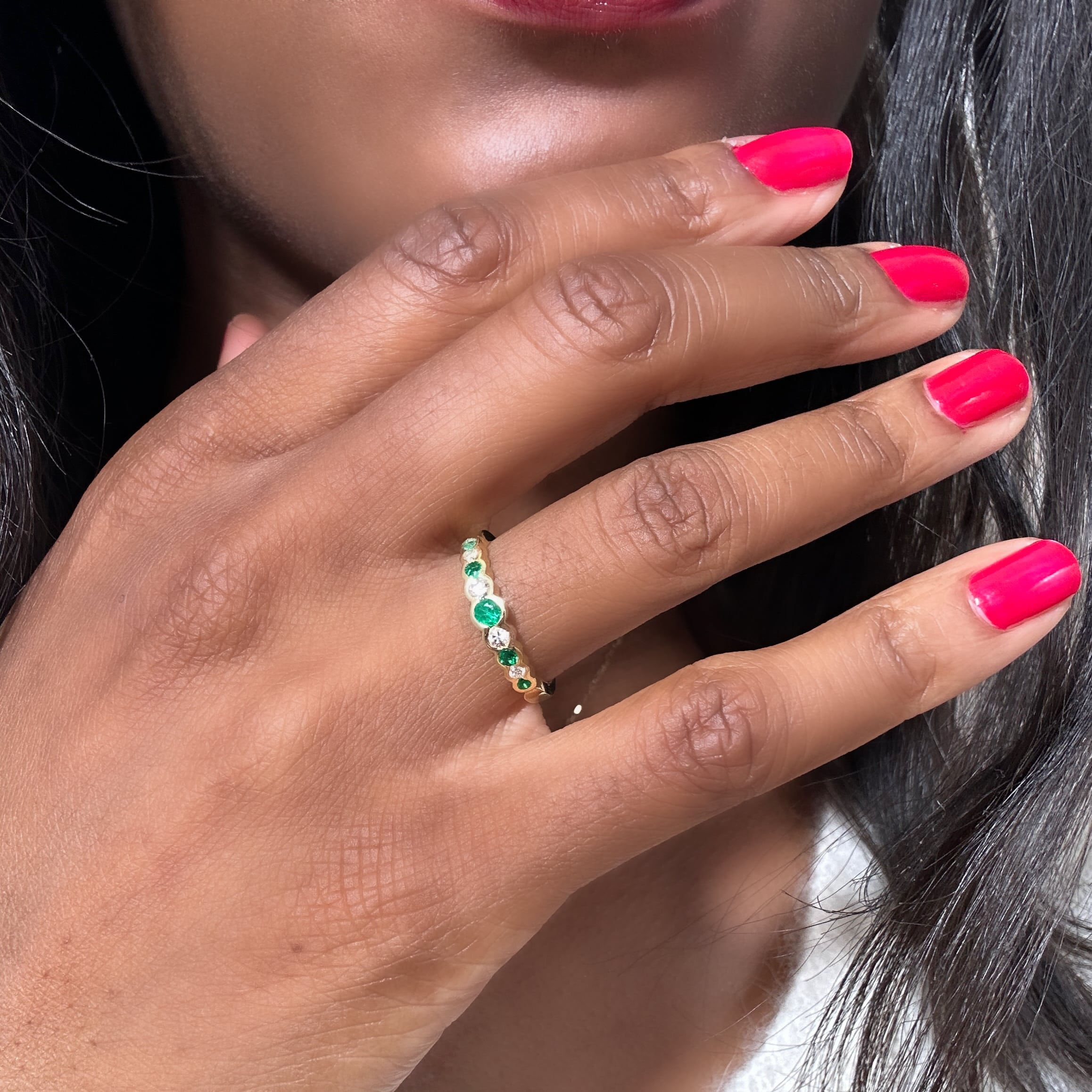 Vintage Gold Diamond Emerald Ring 7