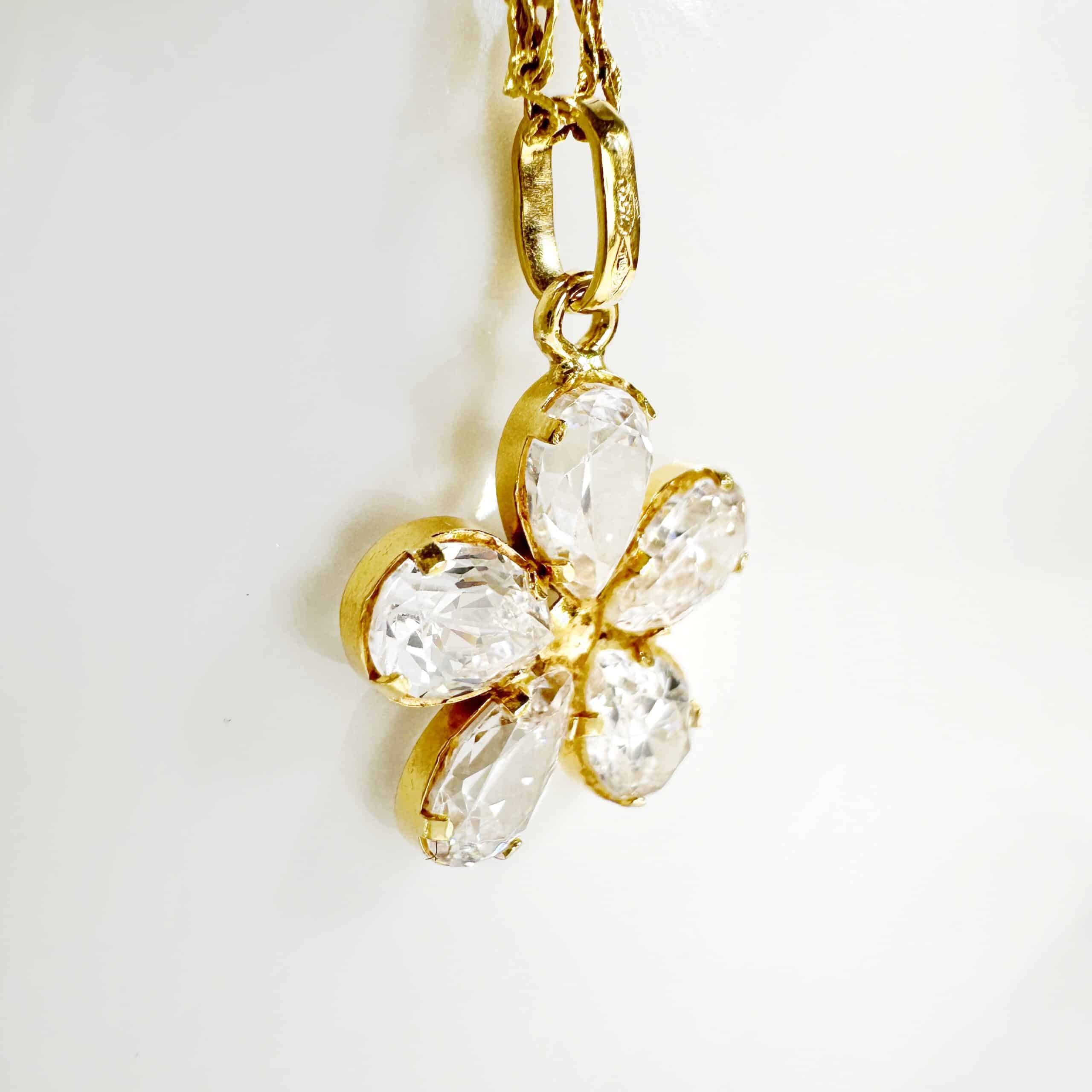 Vintage Gold Diamond Flower Necklace 4