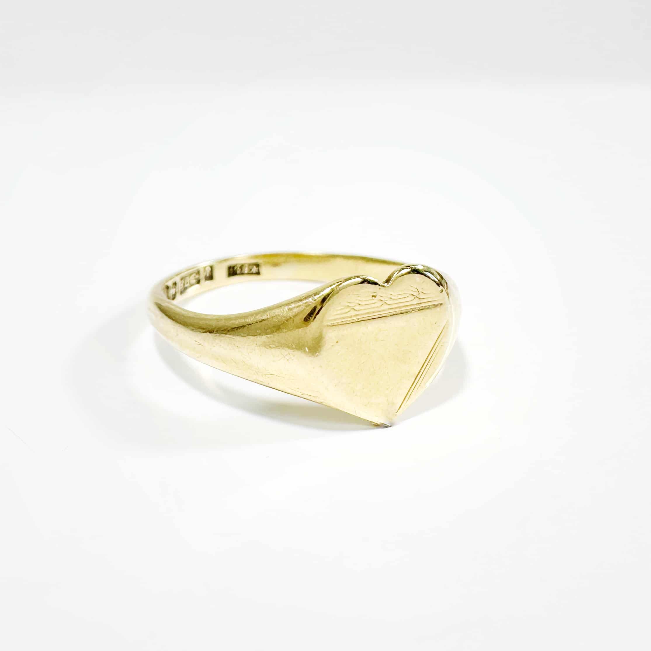 Vintage Gold Heart Signet Ring 6