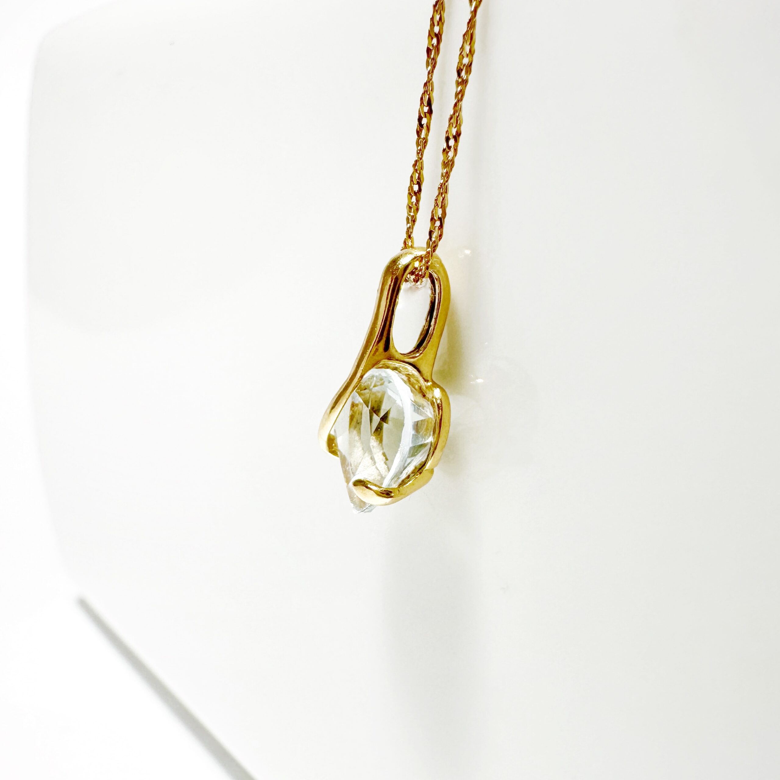 Gold Aquamarine Vintage Heart Pendant 4