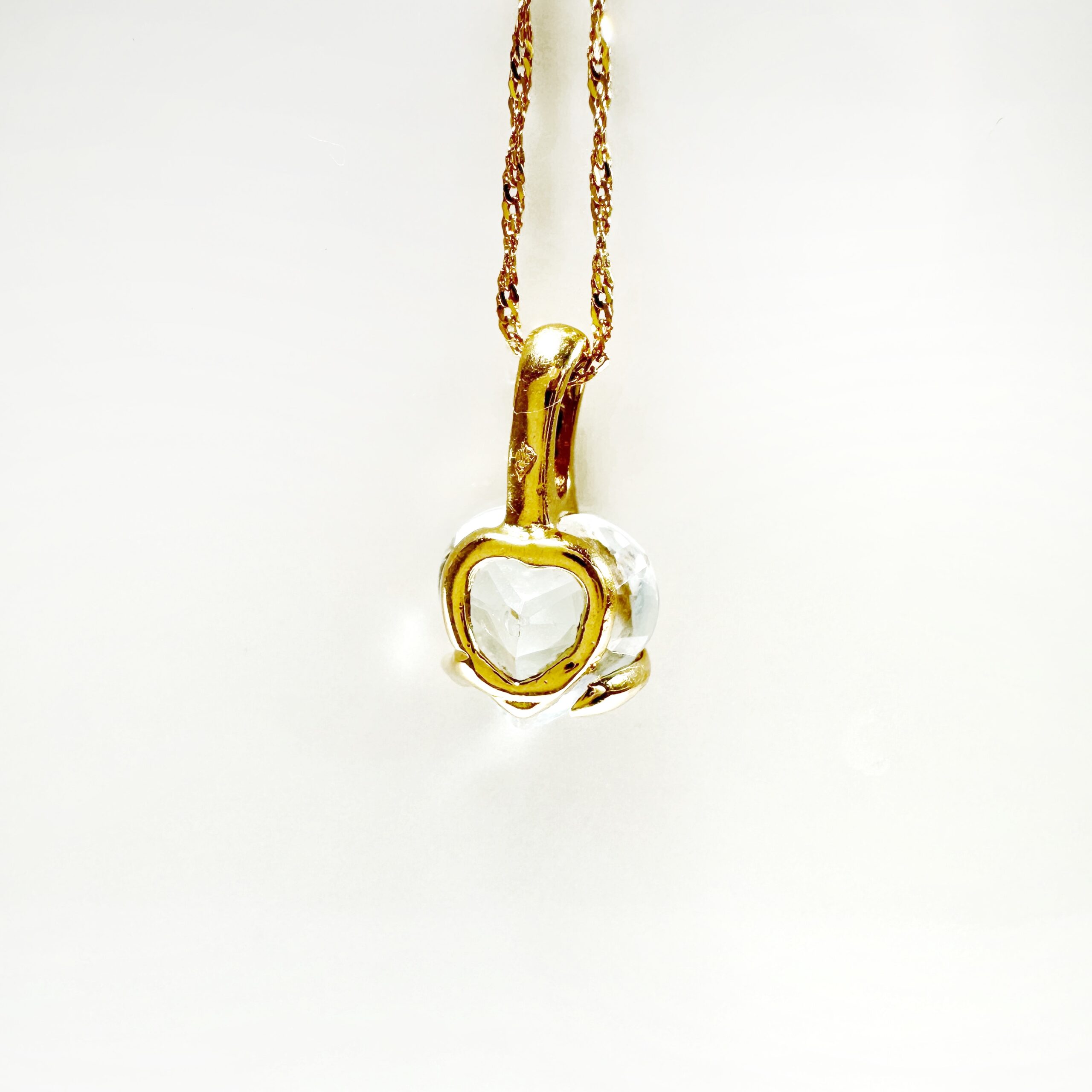 Gold Aquamarine Vintage Heart Pendant 6