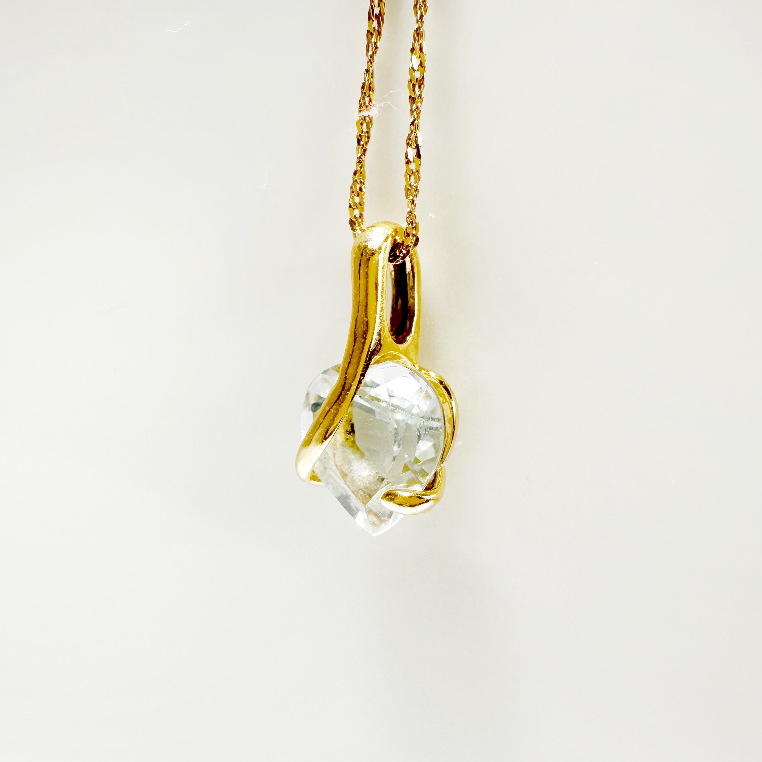 Gold Aquamarine Vintage Heart Pendant 7