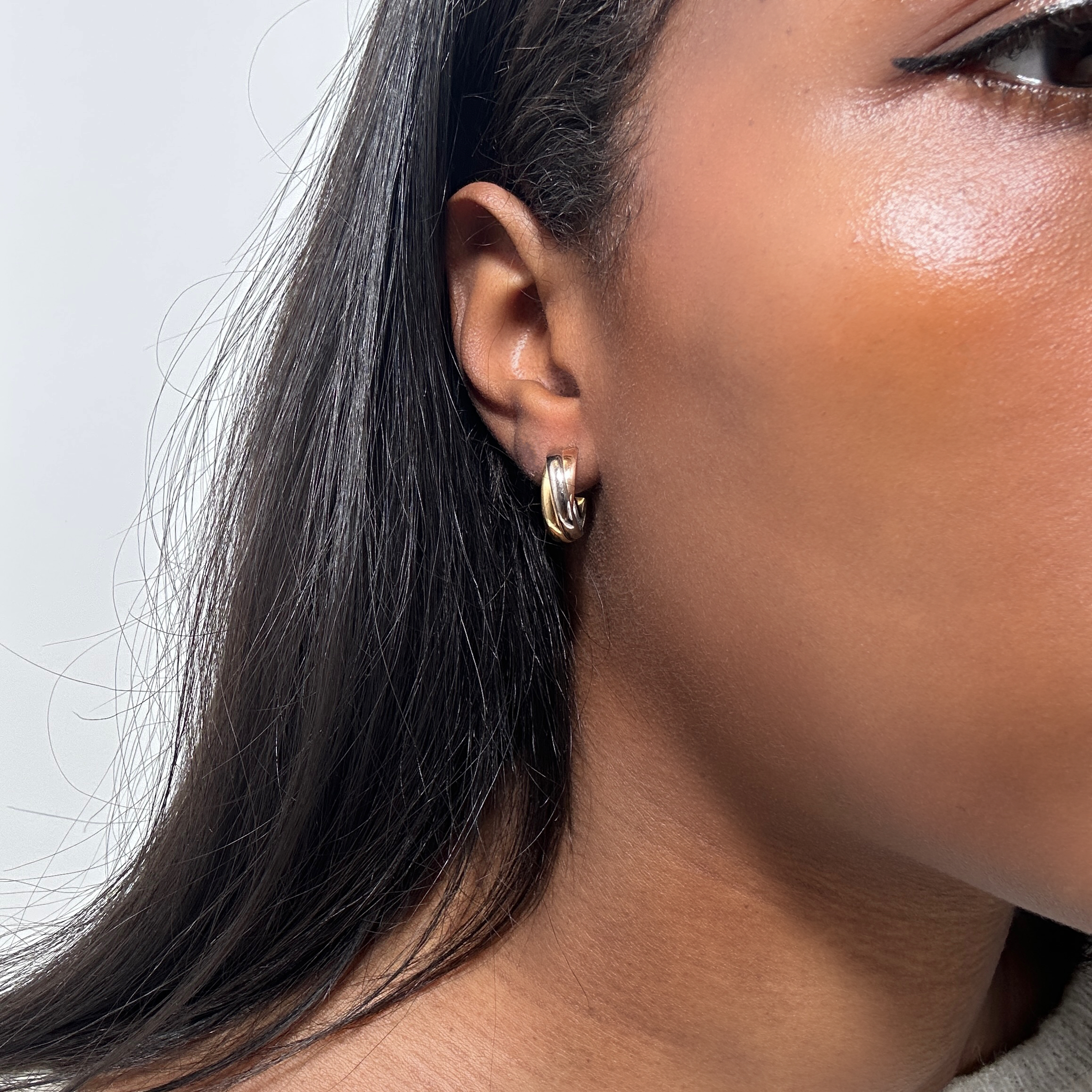 Vintage 3 Gold Trinity Earrings 11