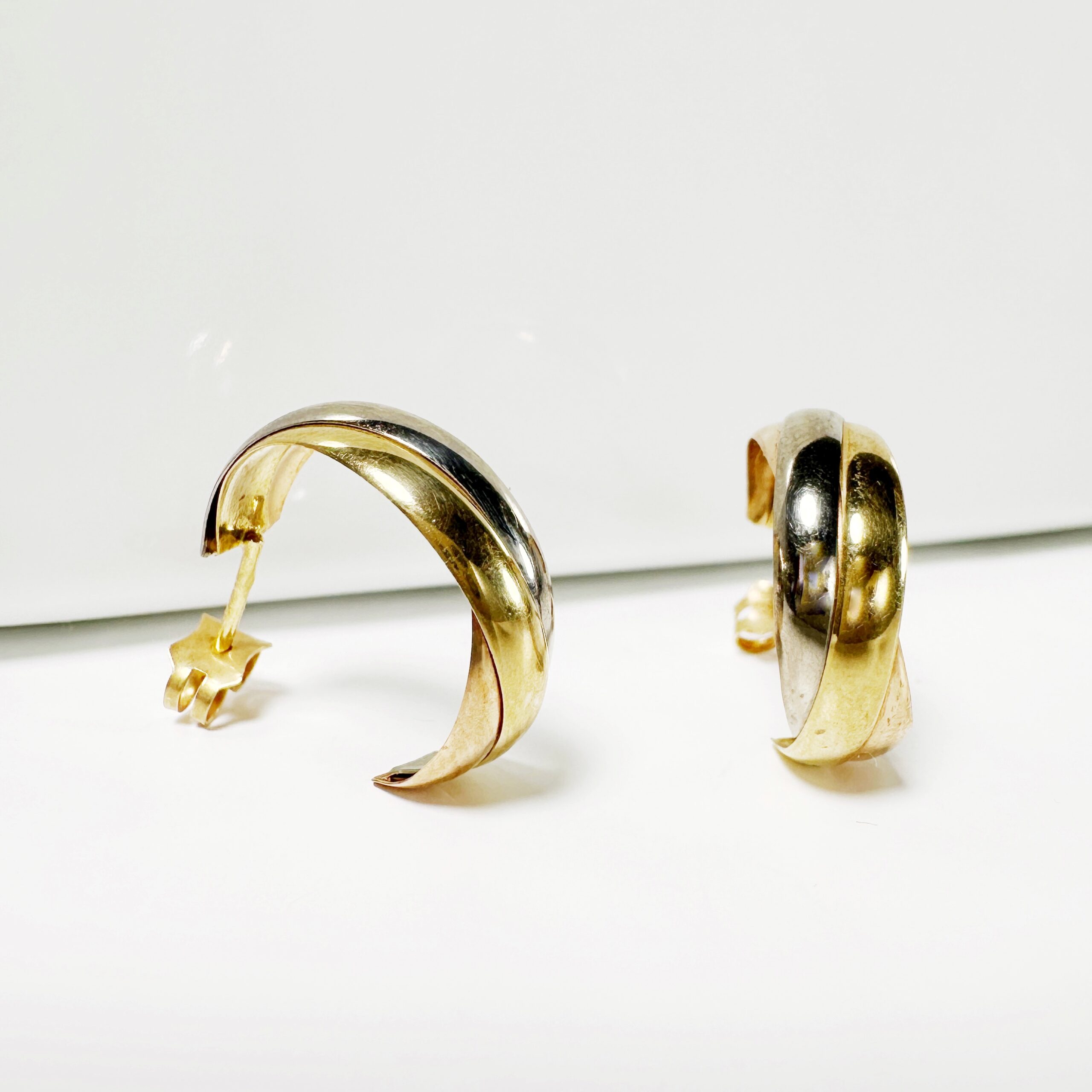 Vintage 3 Gold Trinity Earrings 6