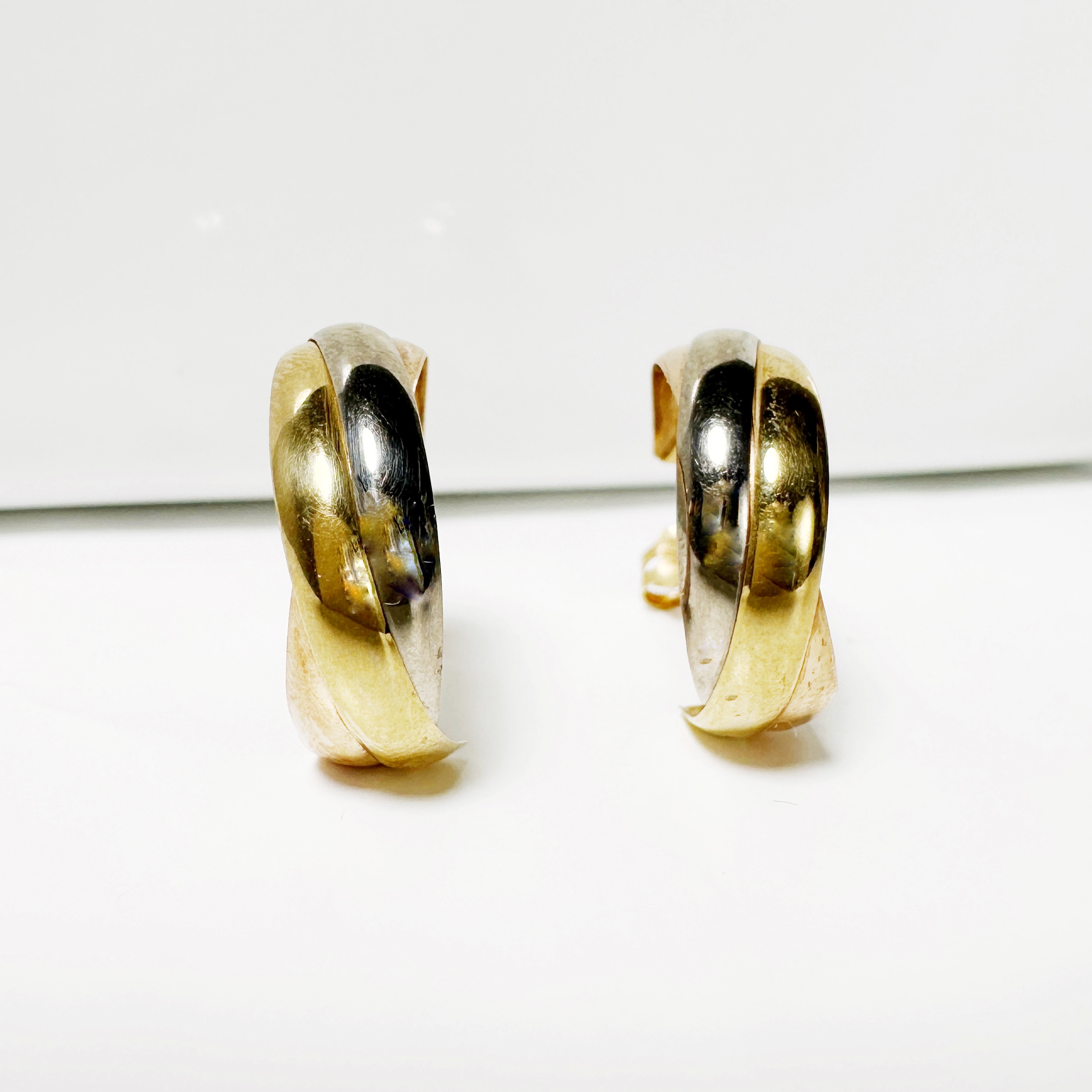 Vintage 3 Gold Trinity Earrings 7