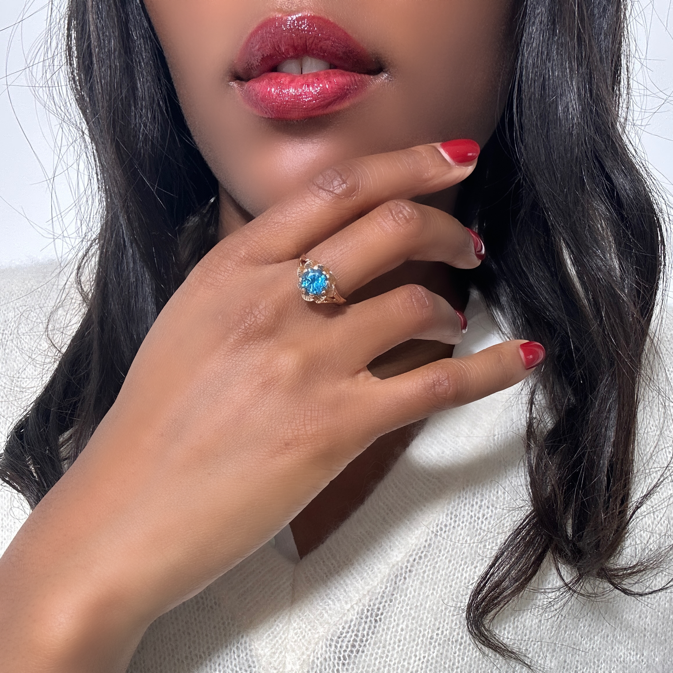 Vintage Blue Quartz Cocktail Ring 7