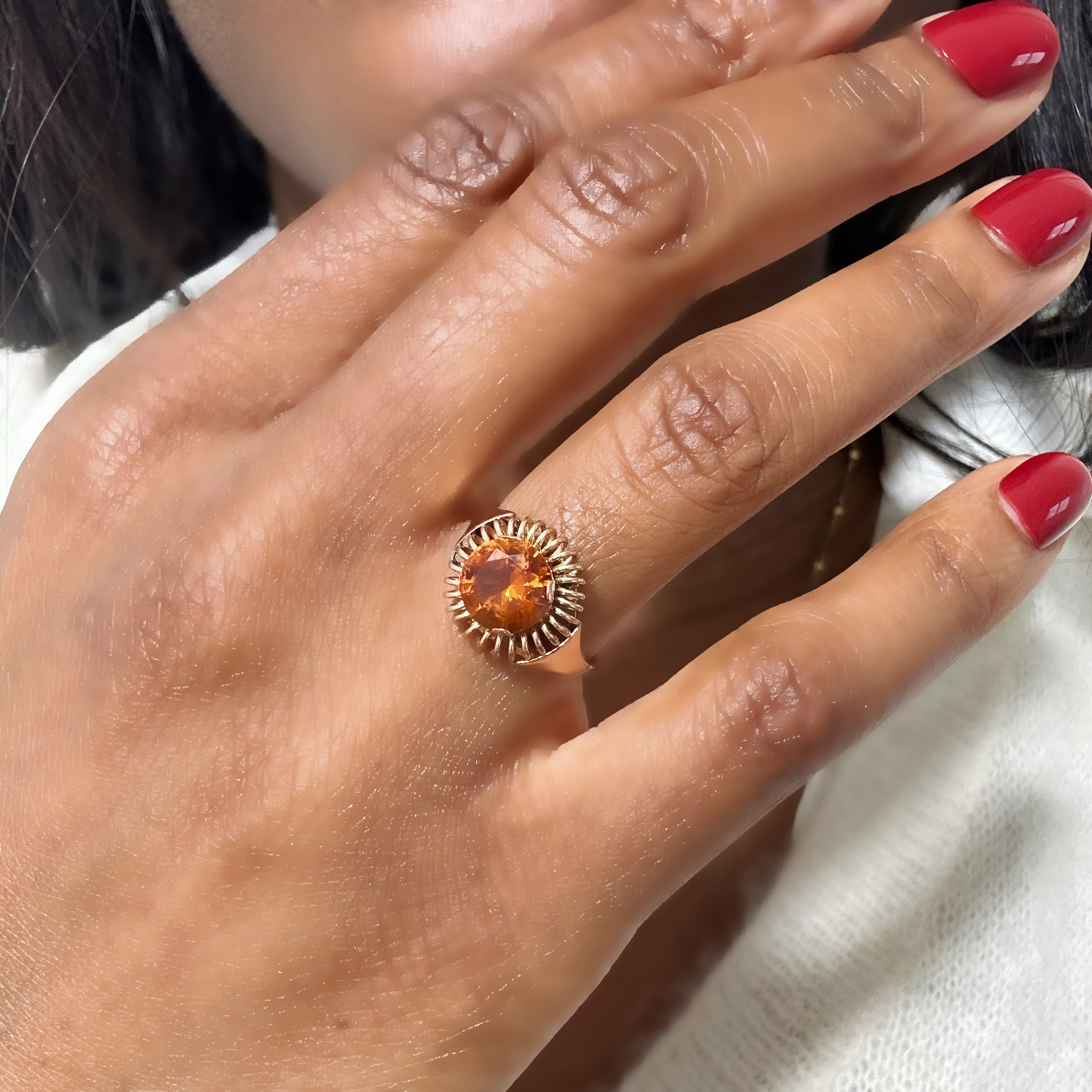 Vintage Citrine Cocktail Ring 6