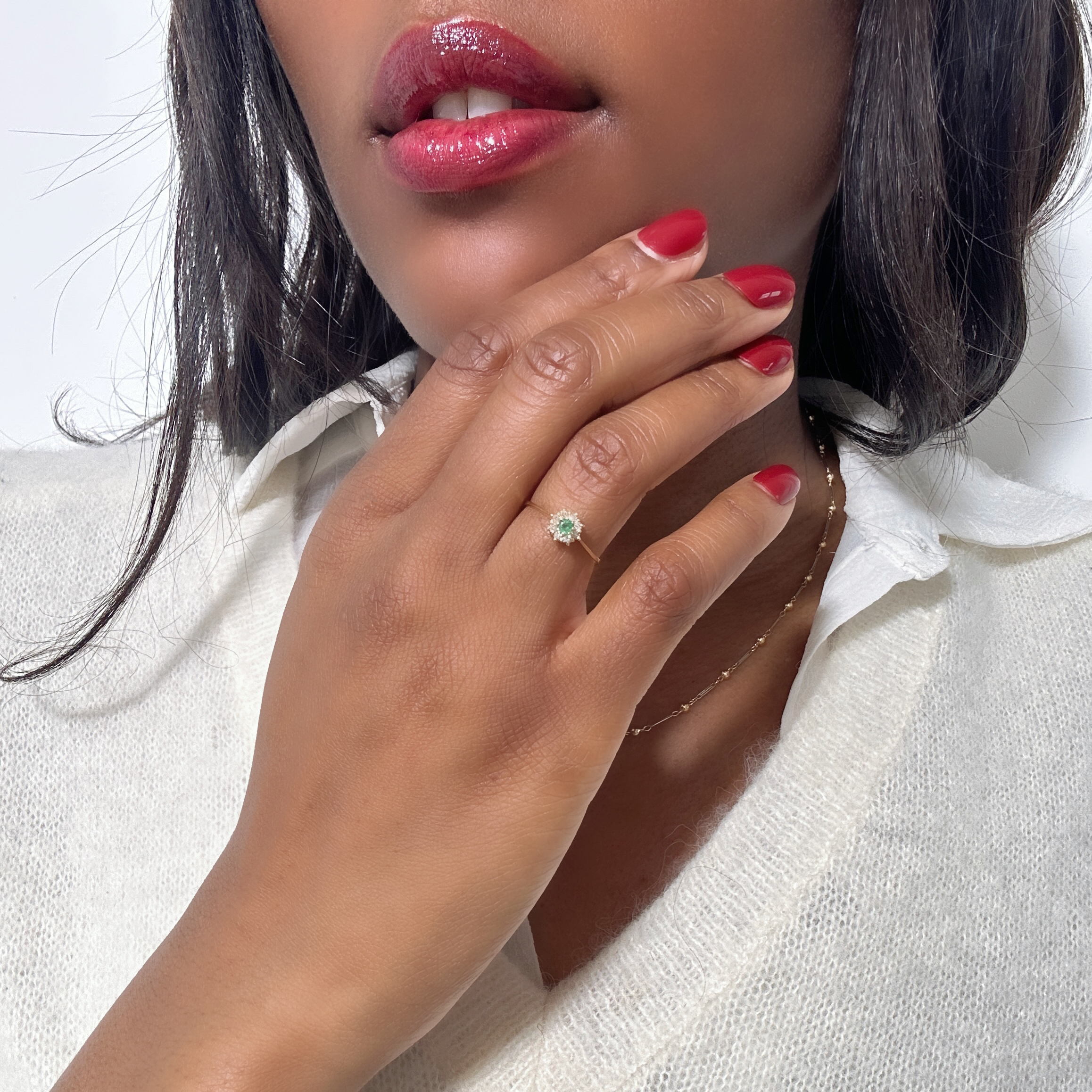 Vintage Emerald Cluster Ring 9