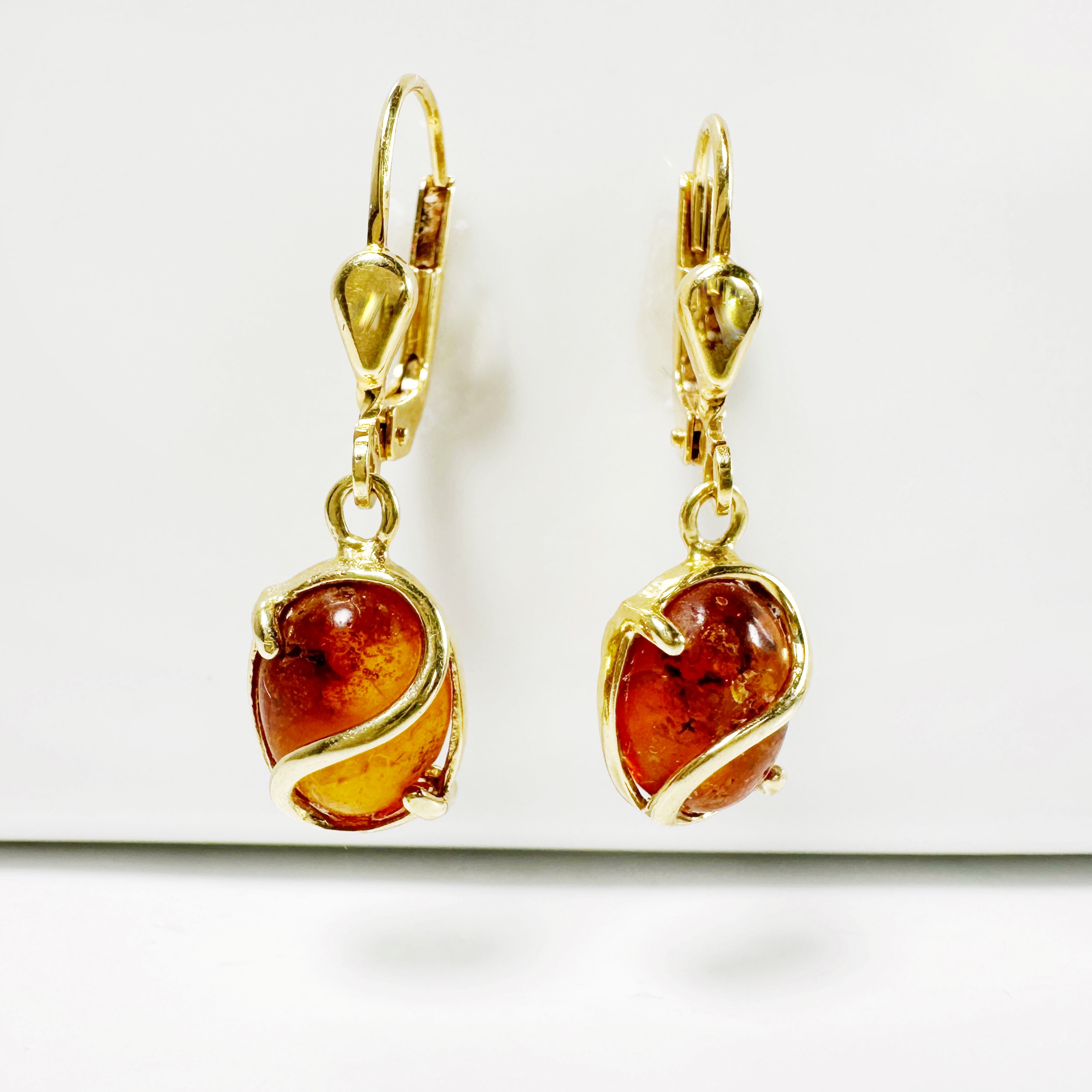 Vintage Gold Amber Earrings 1
