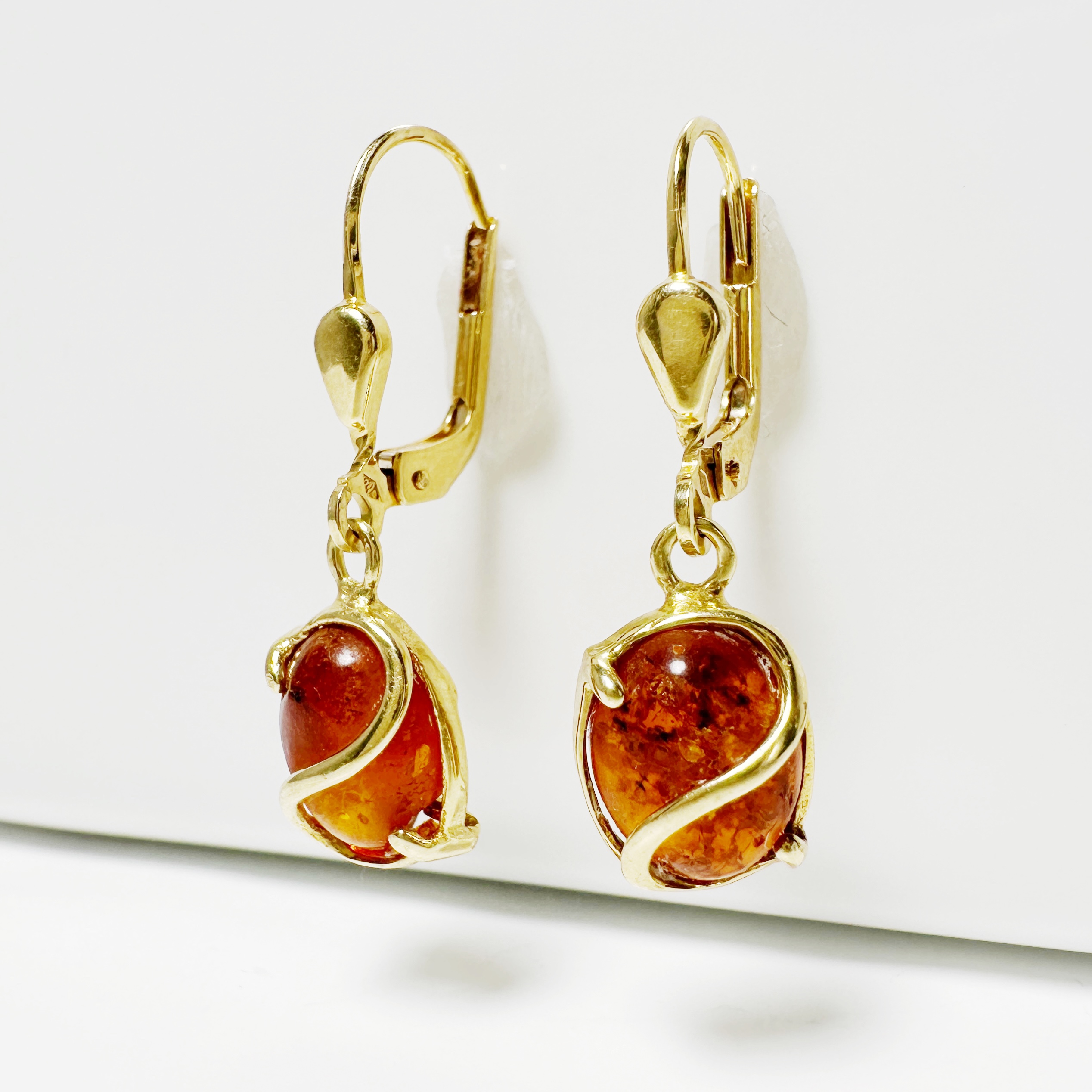Vintage Gold Amber Earrings 2
