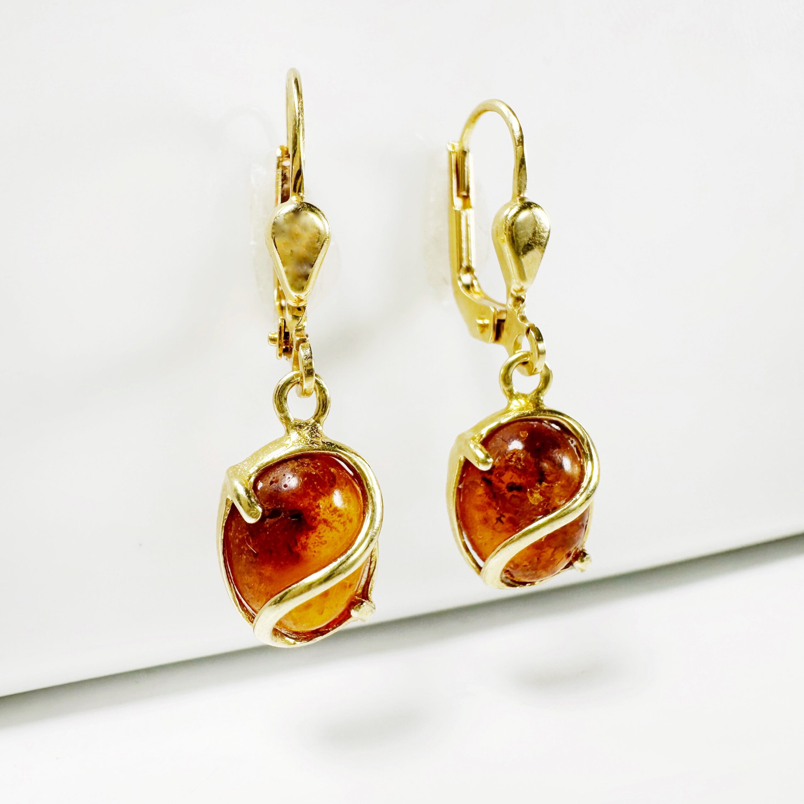 Vintage Gold Amber Earrings 3