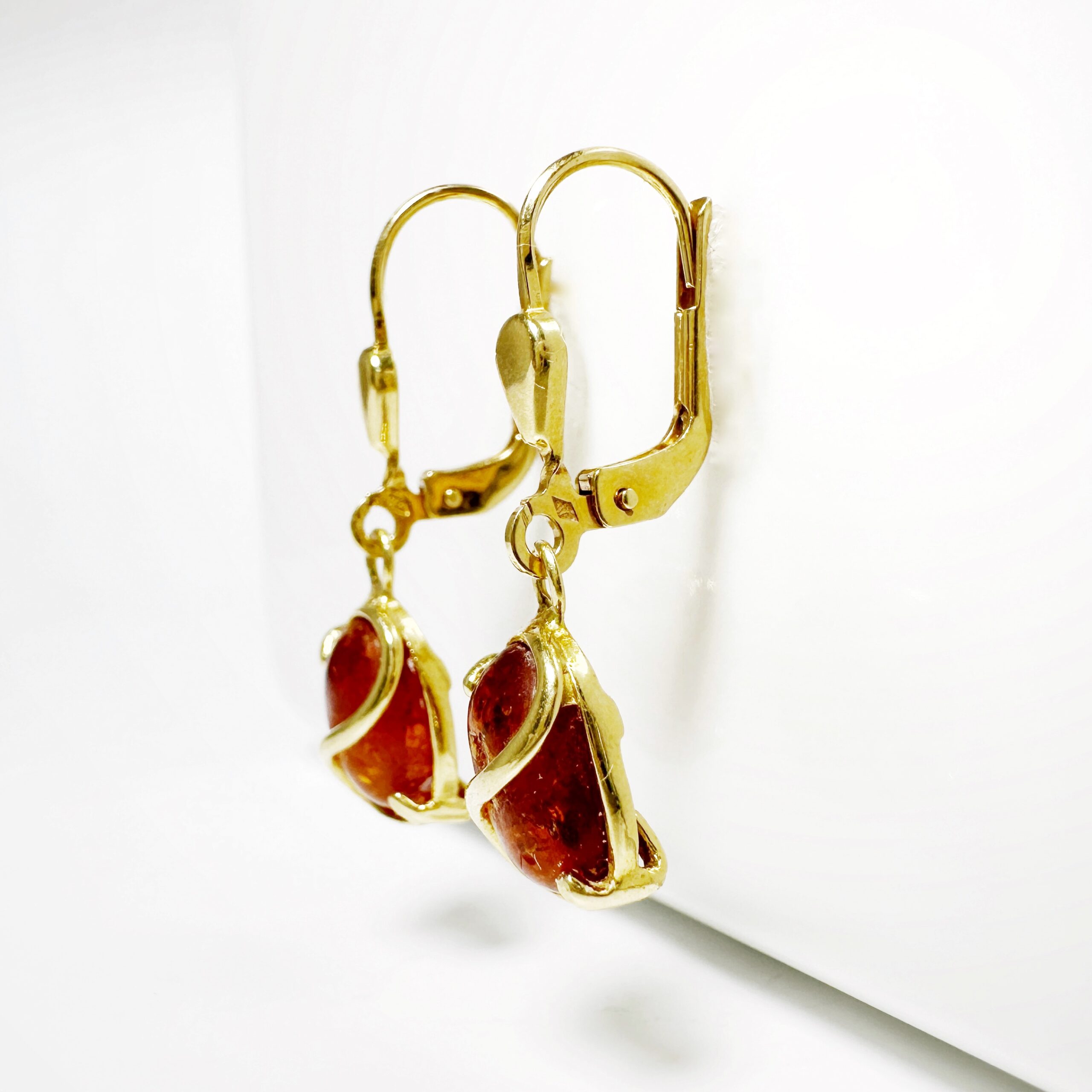 Vintage Gold Amber Earrings 4