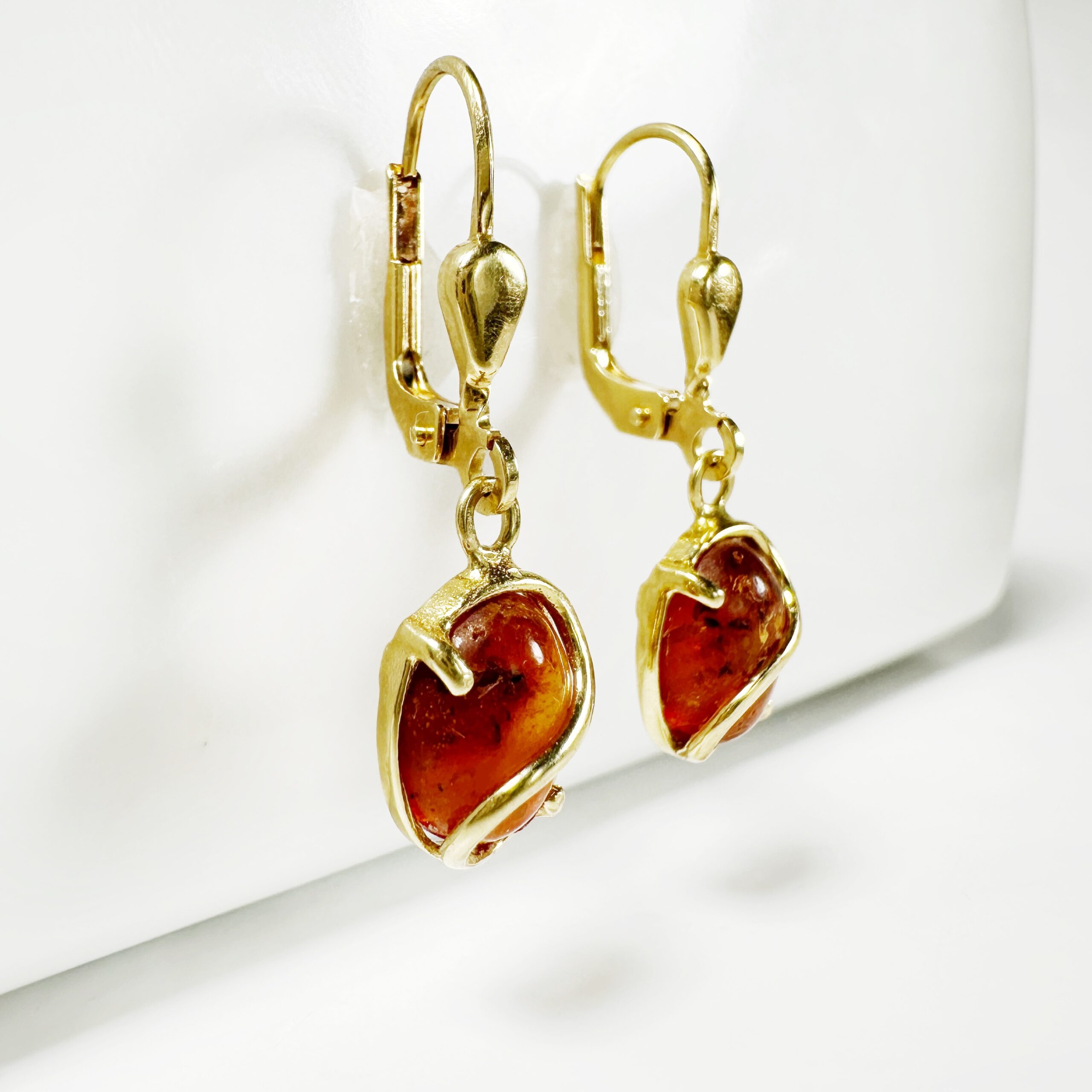 Vintage Gold Amber Earrings 7