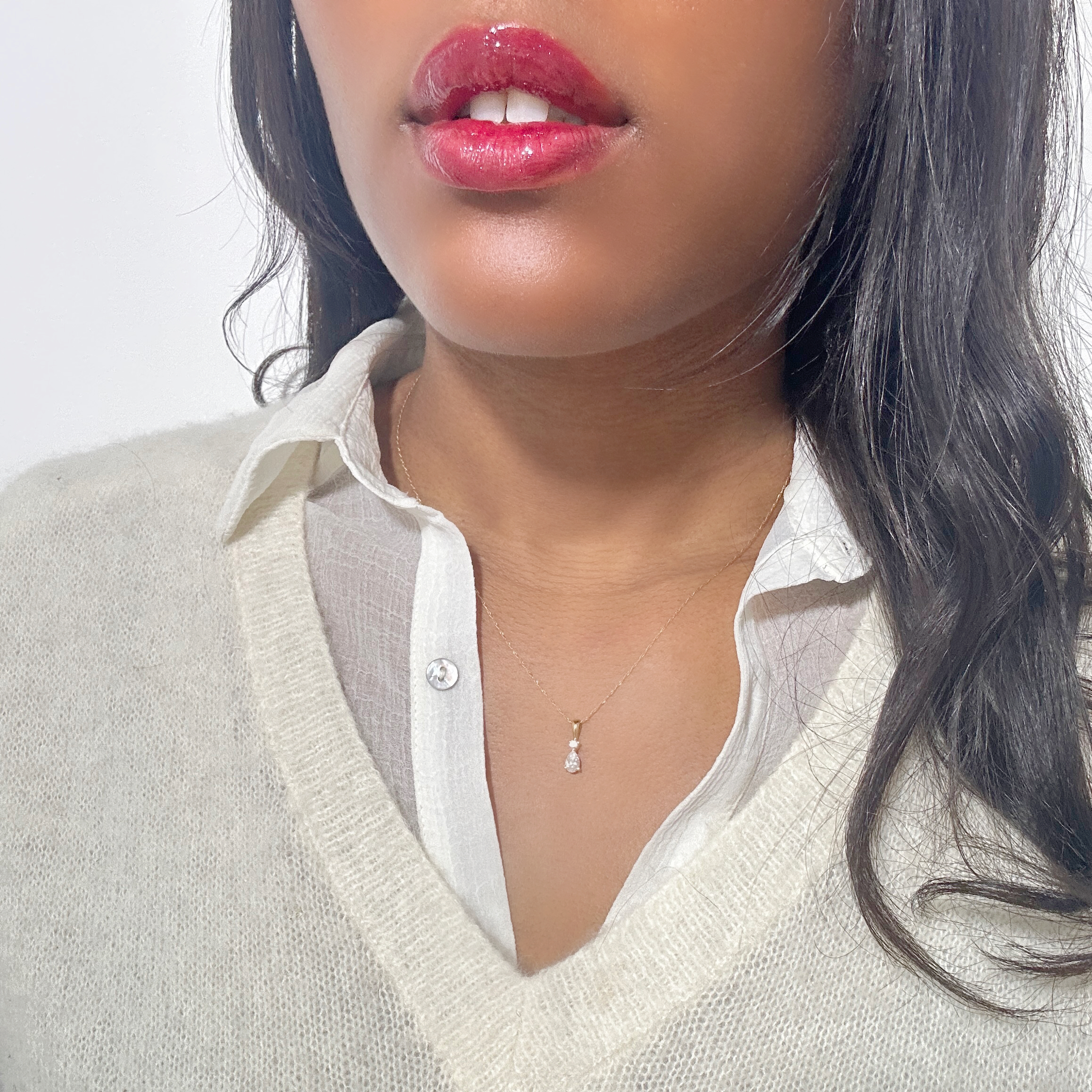 Vintage Gold Diamond Drop Pendant 3