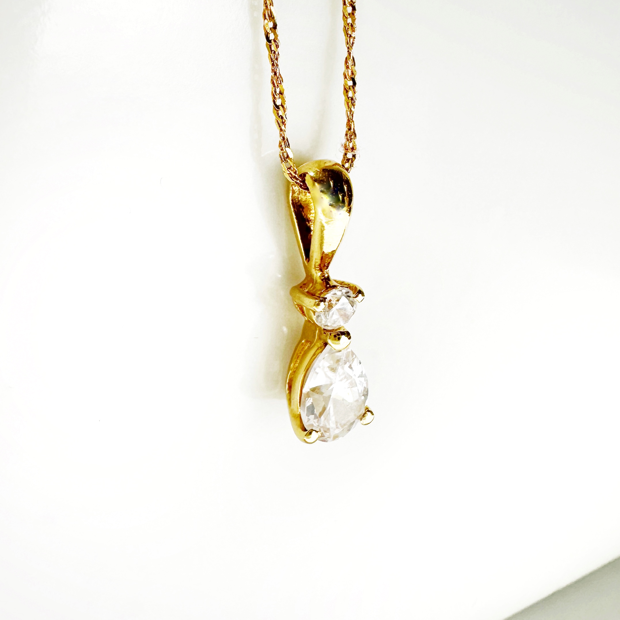 Vintage Gold Diamond Drop Pendant 6