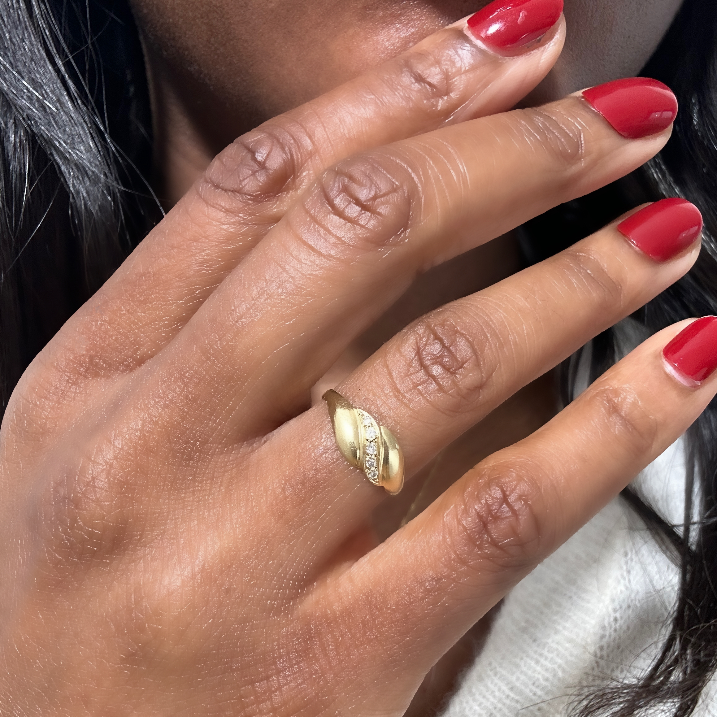 Vintage Gold Diamond Gadroon Ring 9