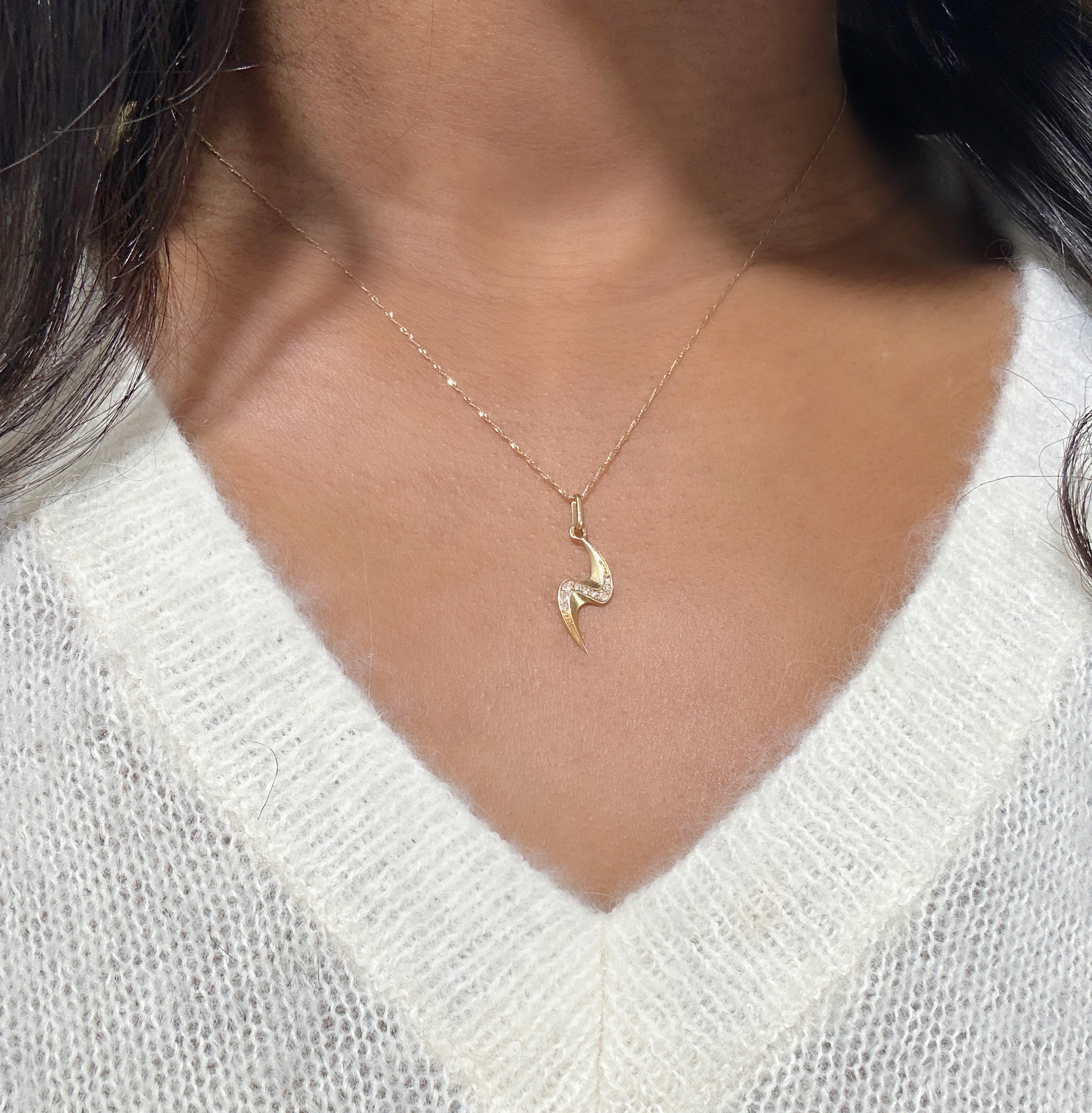 Vintage Gold Diamond Lightning Bolt Pendant 2