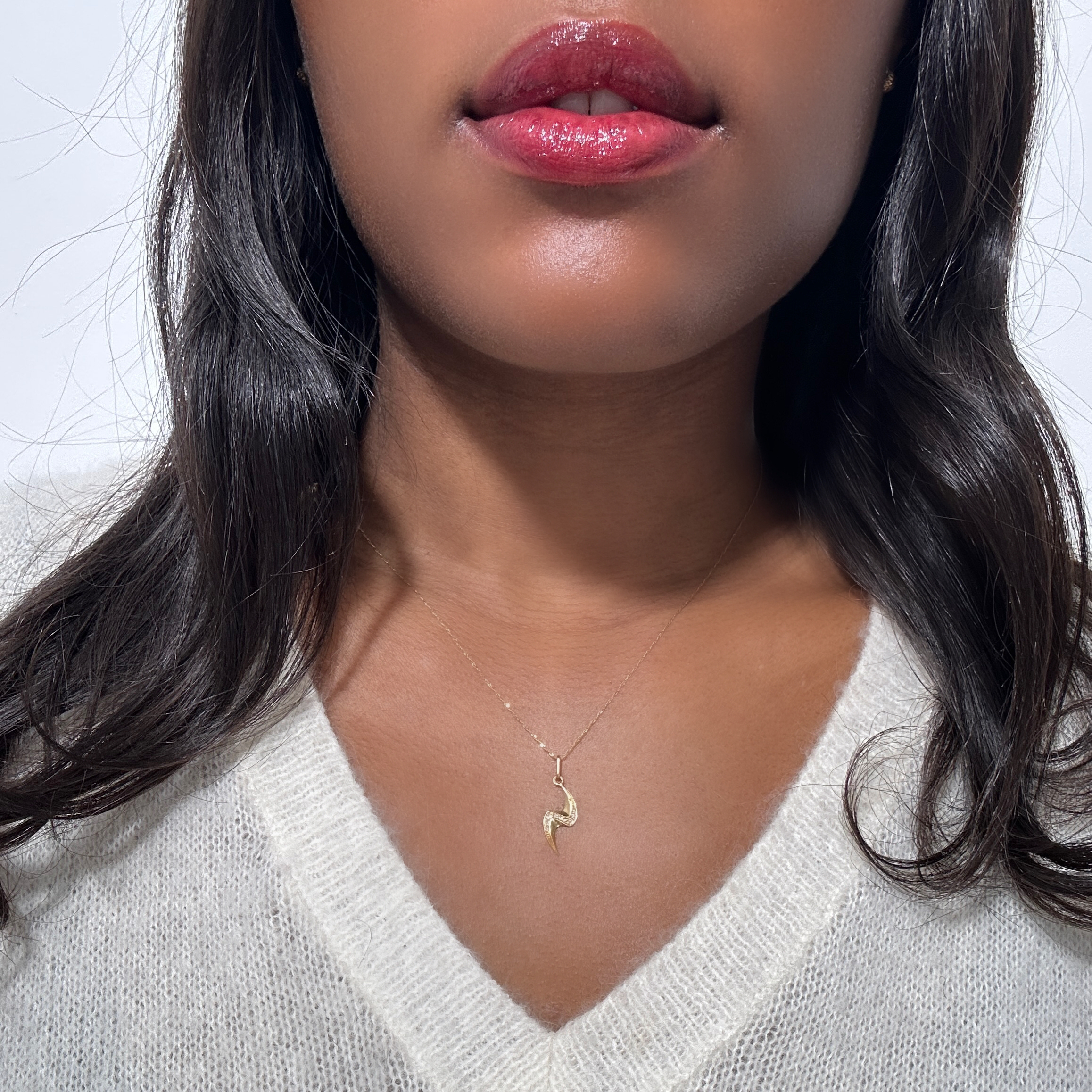 Vintage Gold Diamond Lightning Bolt Pendant 3