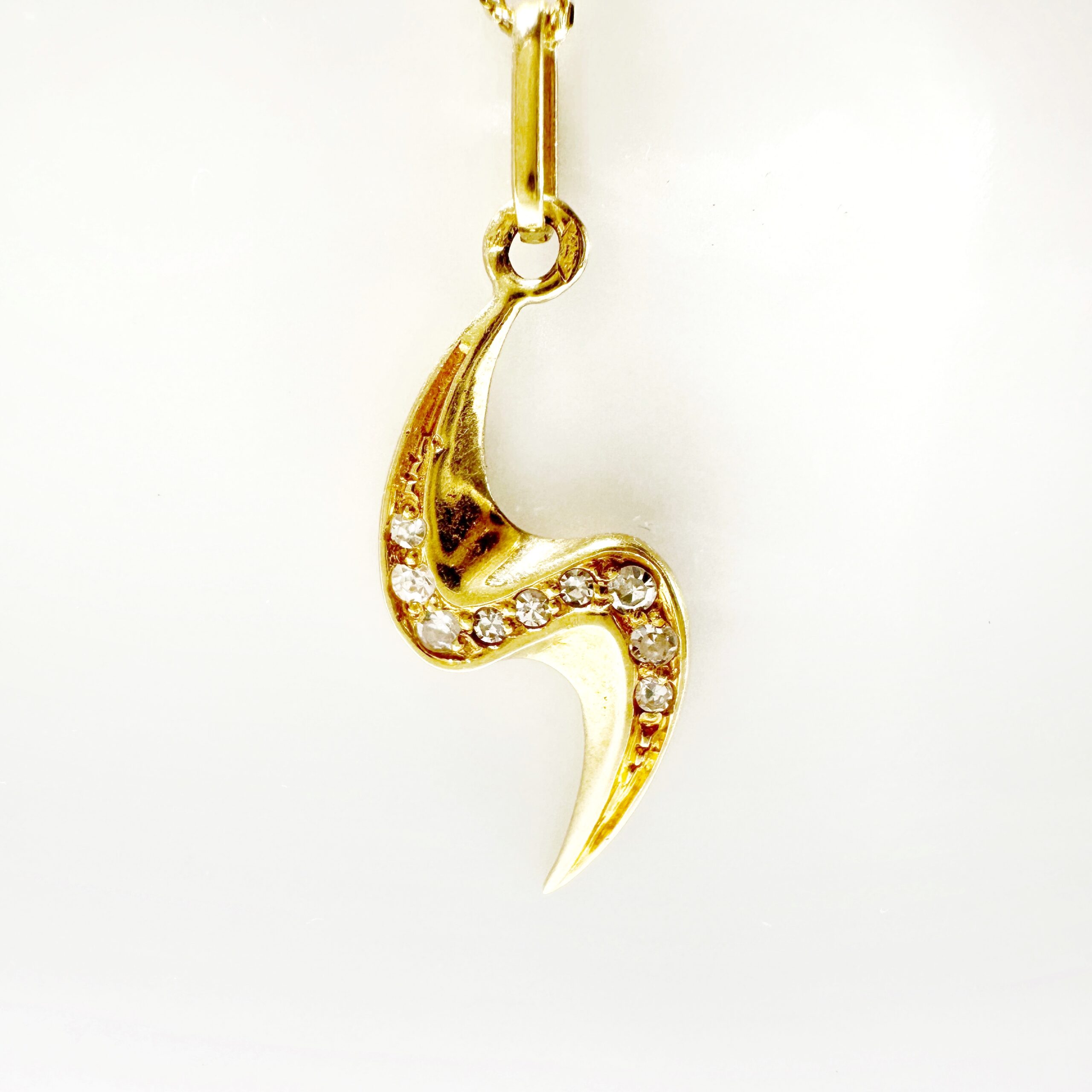 Vintage Gold Diamond Lightning Bolt Pendant 6