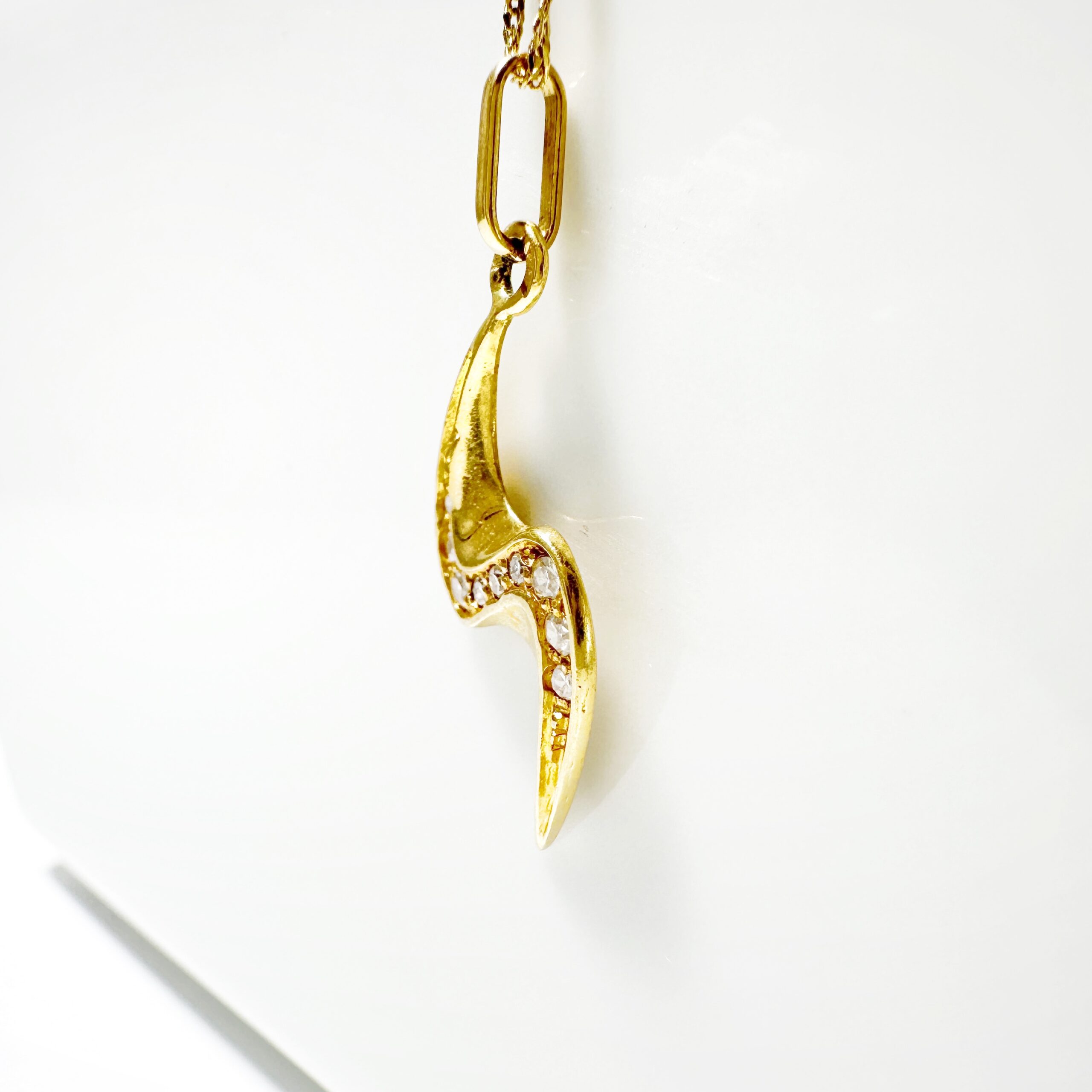 Vintage Gold Diamond Lightning Bolt Pendant 7