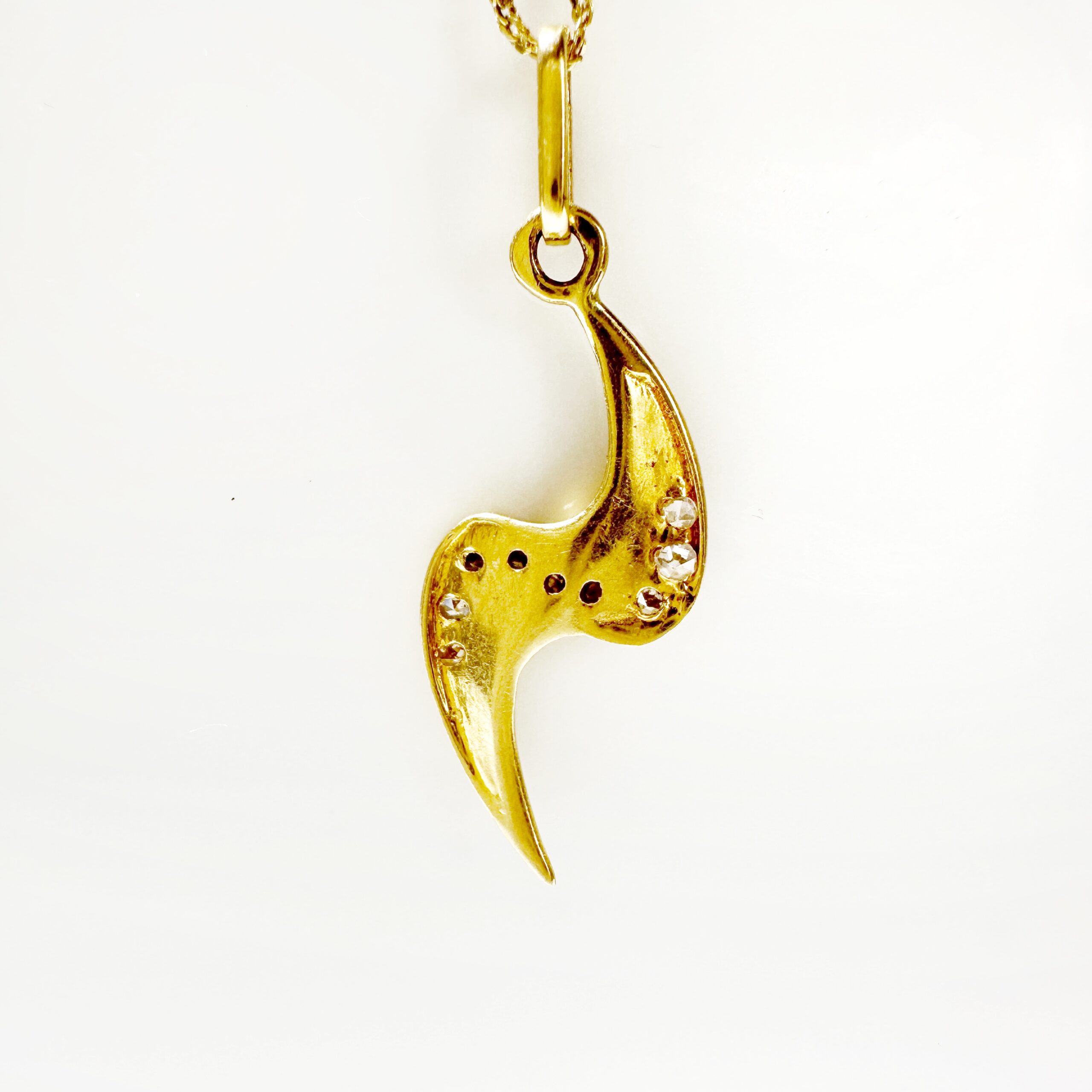 Vintage Gold Diamond Lightning Bolt Pendant 8