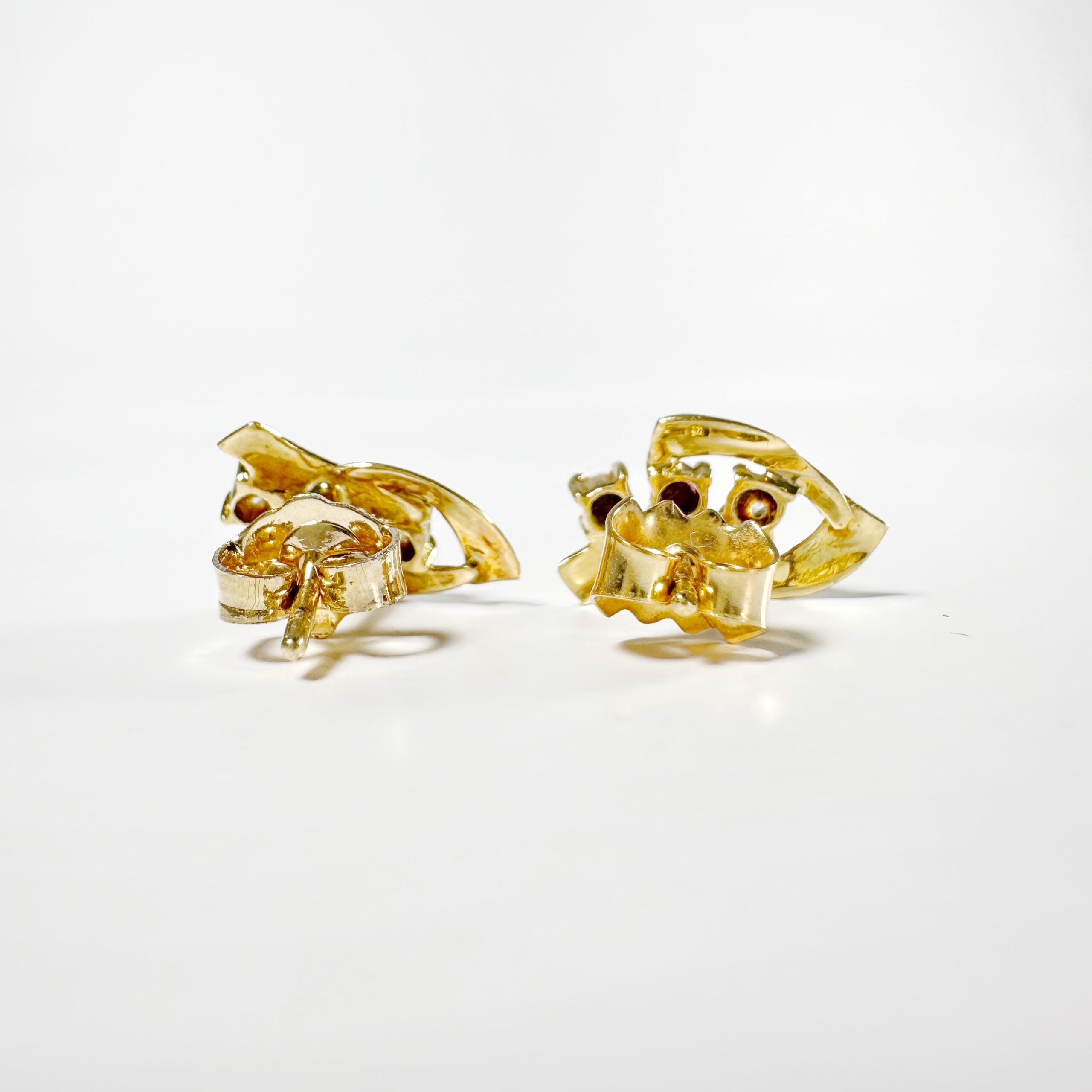 Vintage Gold Diamond Ruby Earrings 4