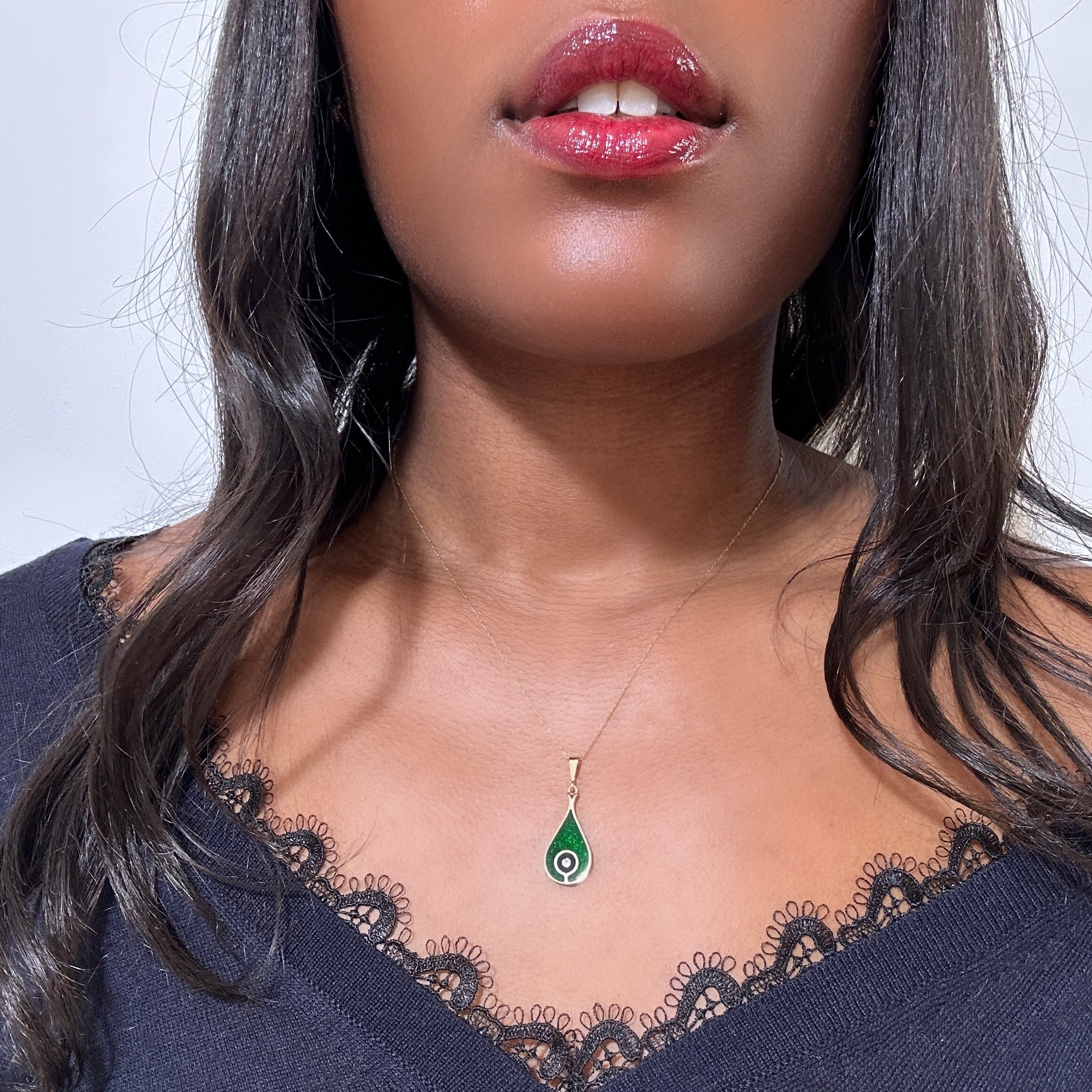 Vintage Gold Enamel Diamond Pendant 7