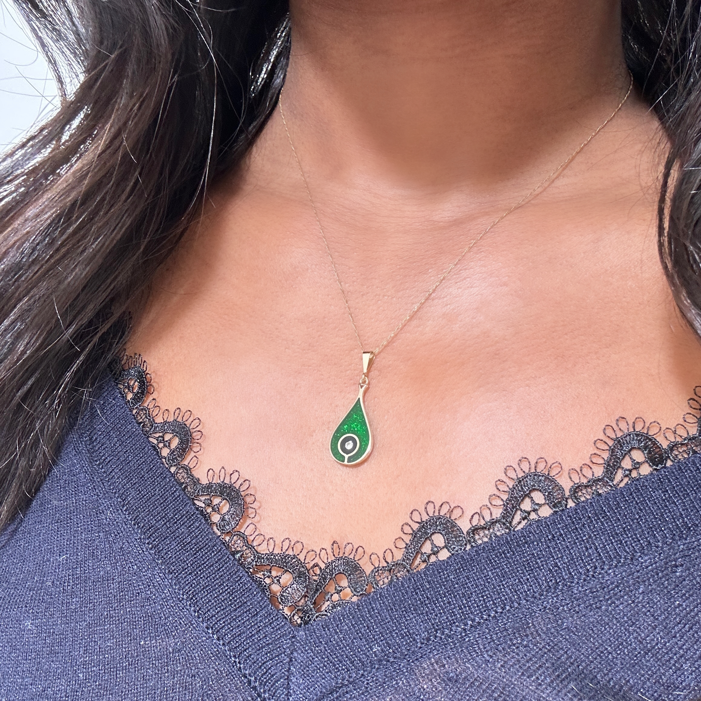 Vintage Gold Enamel Diamond Pendant 9