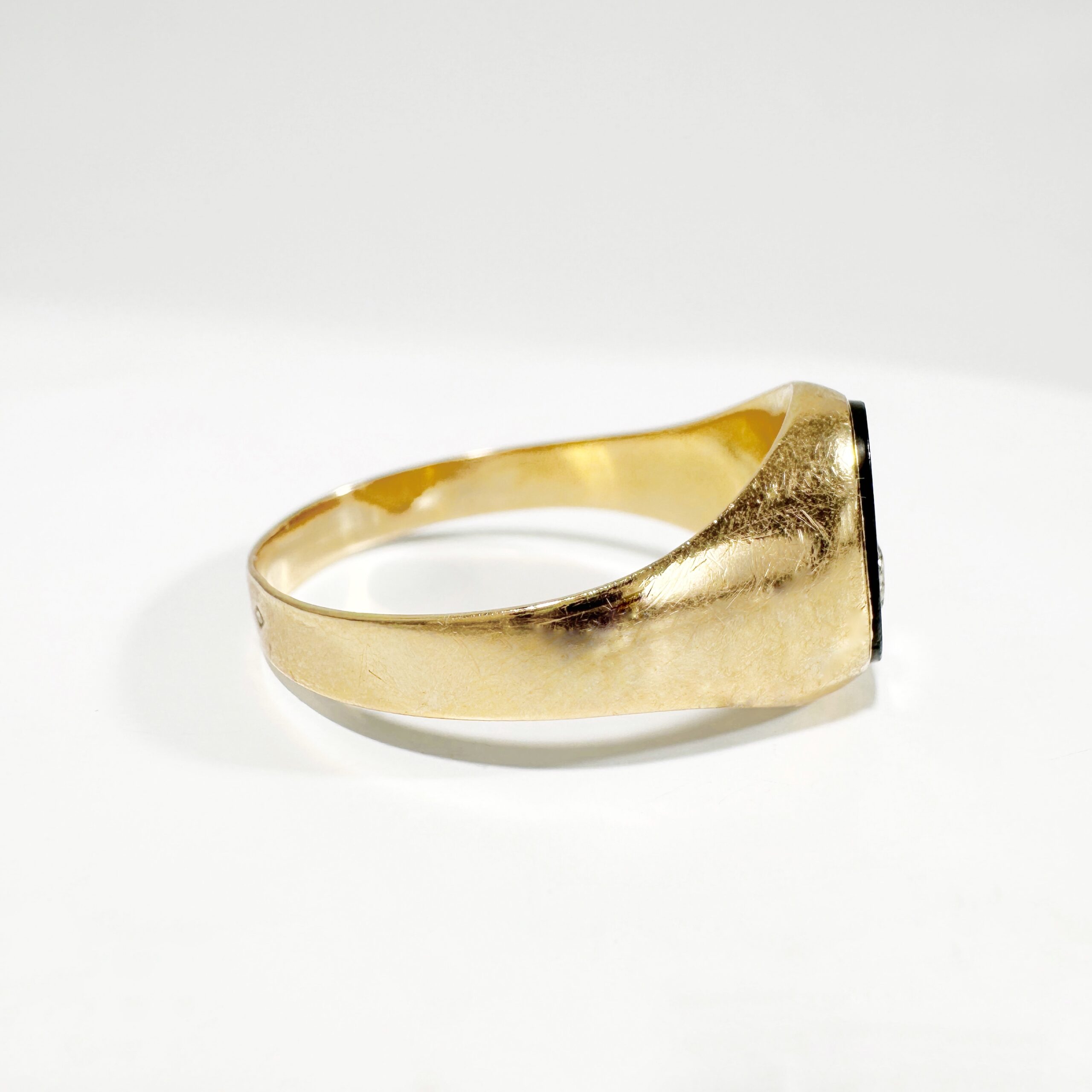 Vintage Gold Onyx Diamond Signet Ring 4