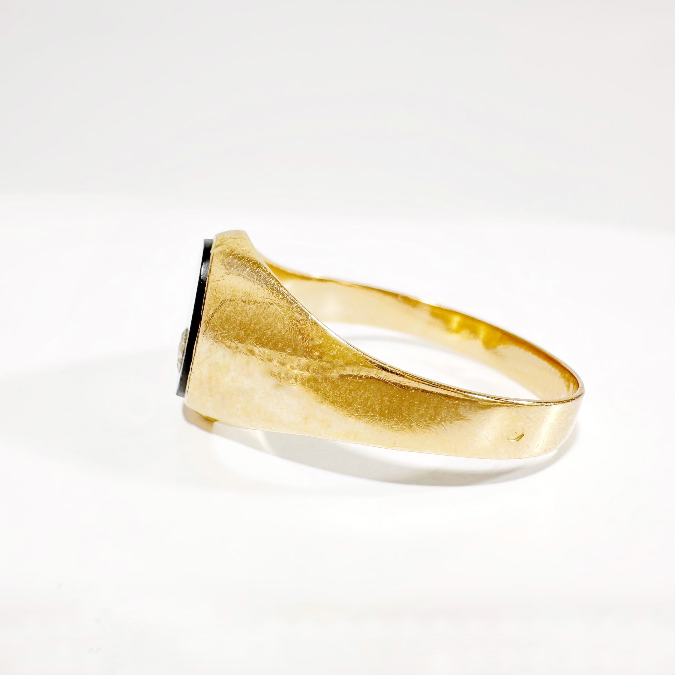 Vintage Gold Onyx Diamond Signet Ring 5