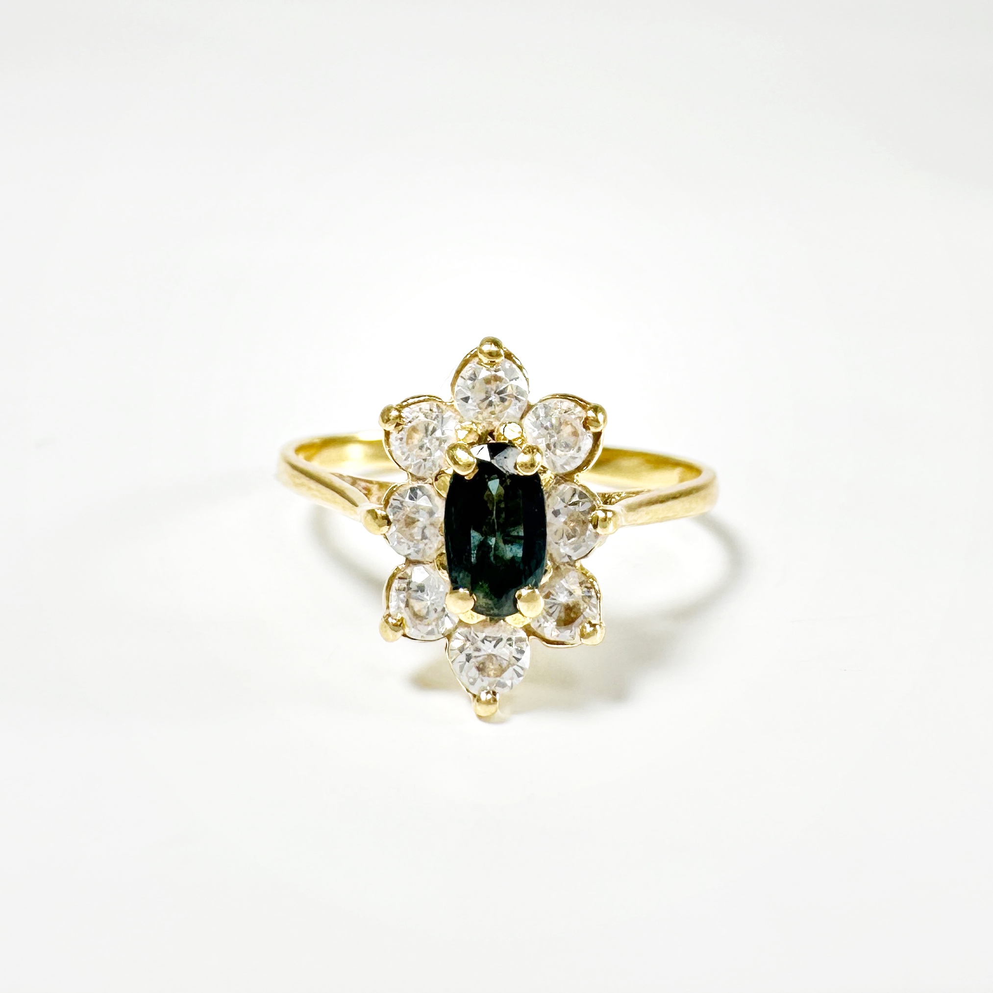 Vintage Gold Sapphire Diamond Marquise Ring 1