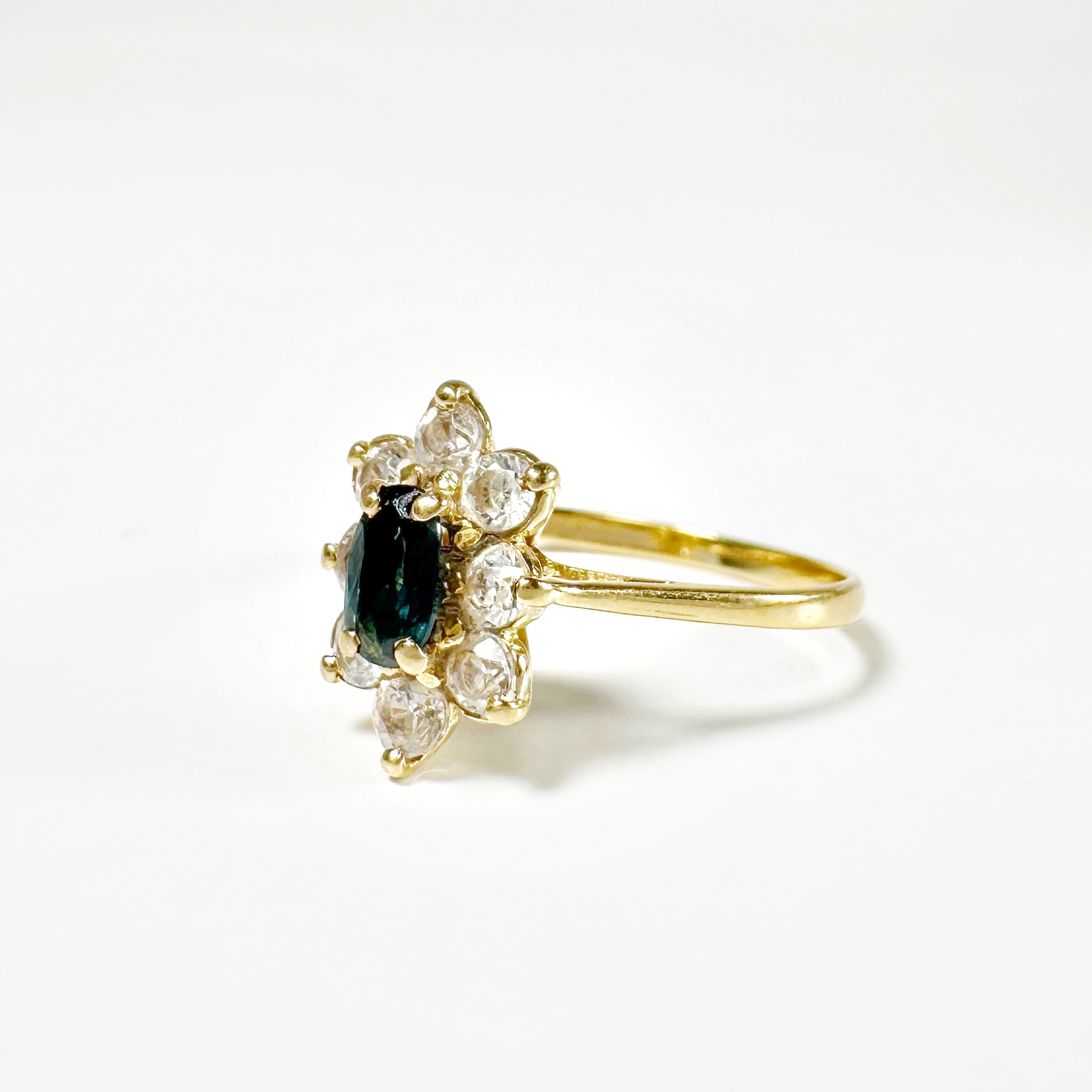 Vintage Gold Sapphire Diamond Marquise Ring 2
