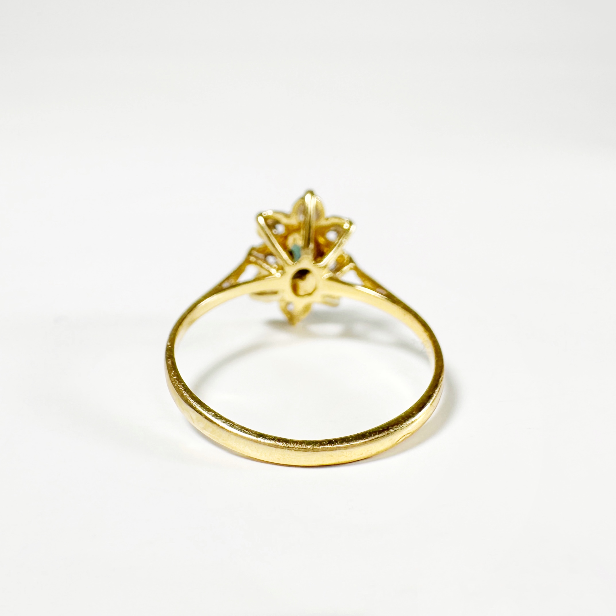 Vintage Gold Sapphire Diamond Marquise Ring 4